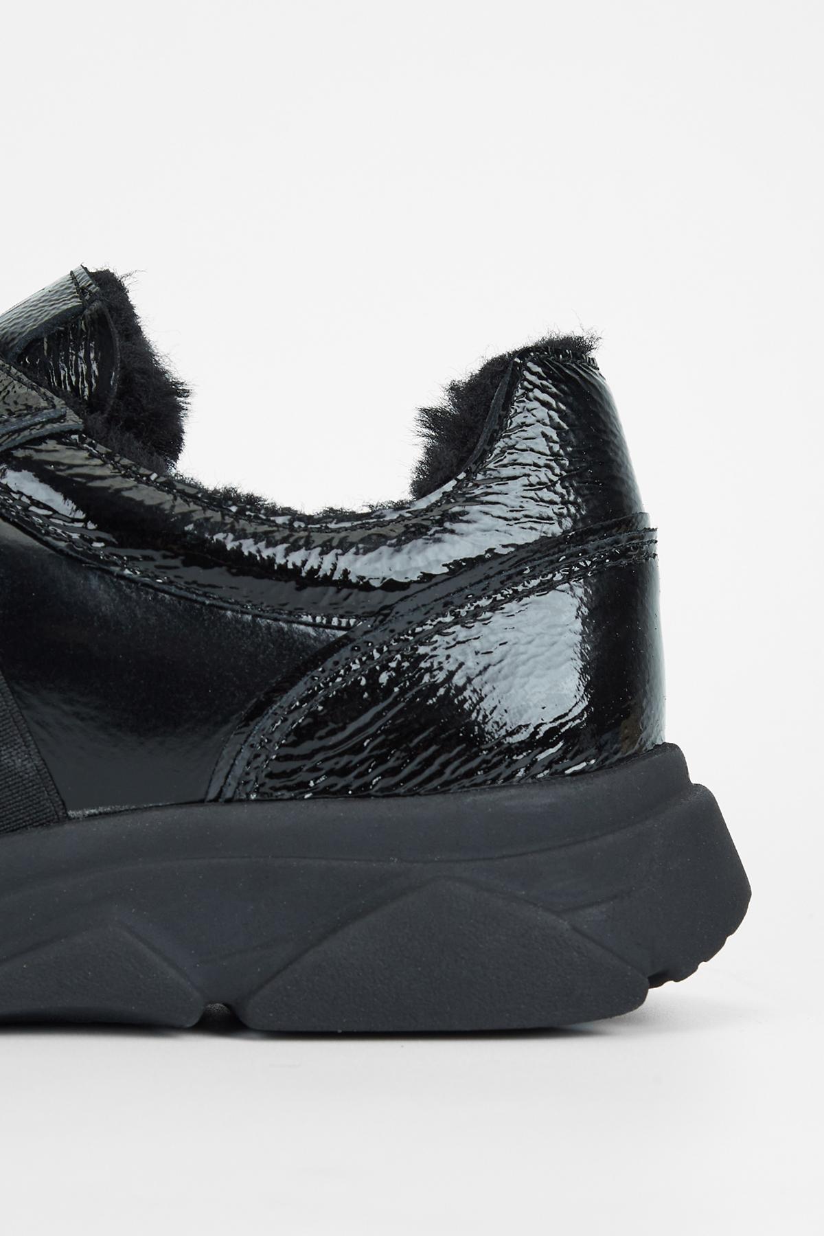 Valmenti Kadın Hakiki Deri Siyah Rugan Sneakers & Spor Ayakkabı