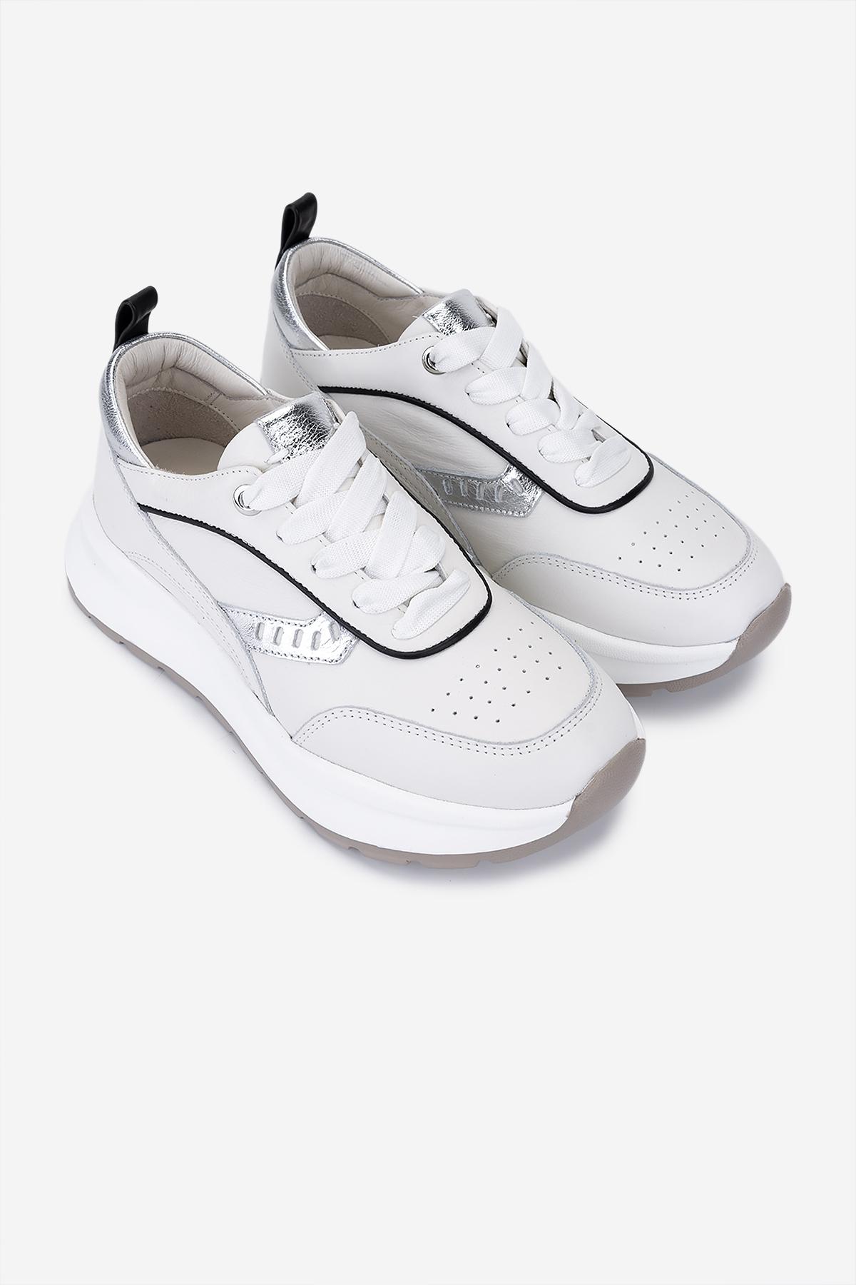 Valmenti Kadın Hakiki Deri Beyaz/Lame Sneakers & Spor Ayakkabı