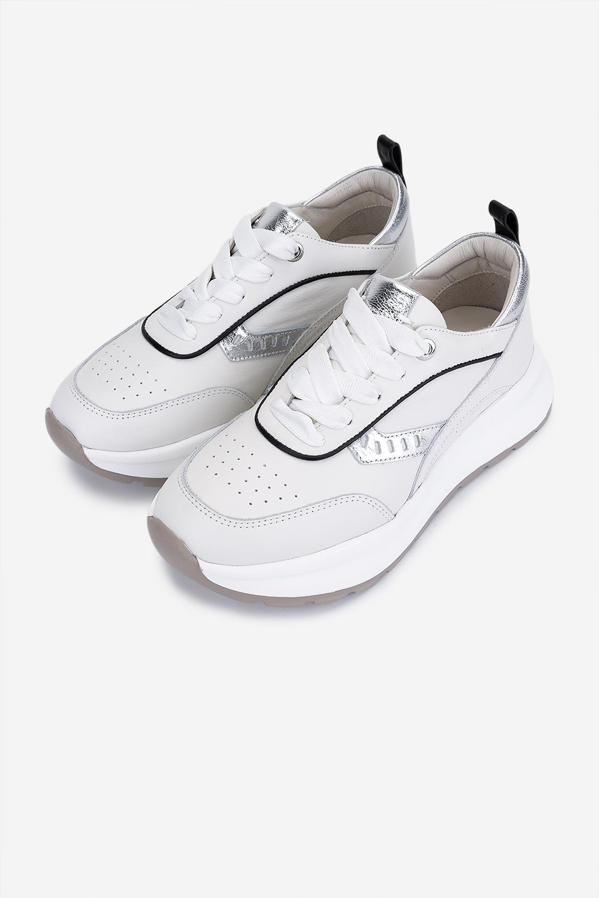 Valmenti Kadın Hakiki Deri Beyaz/Lame Sneakers & Spor Ayakkabı