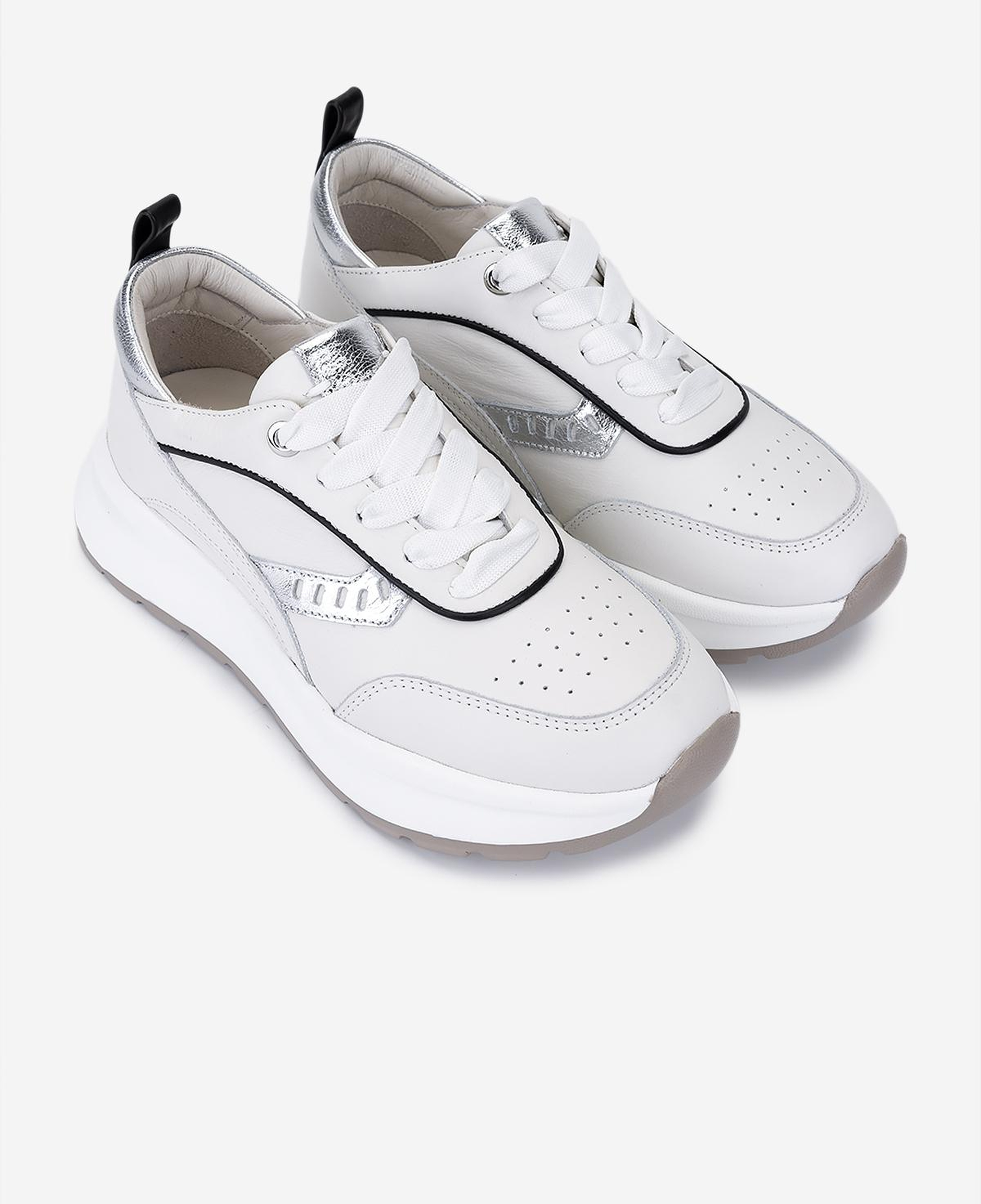 Valmenti Kadın Hakiki Deri Beyaz/Lame Sneakers & Spor Ayakkabı