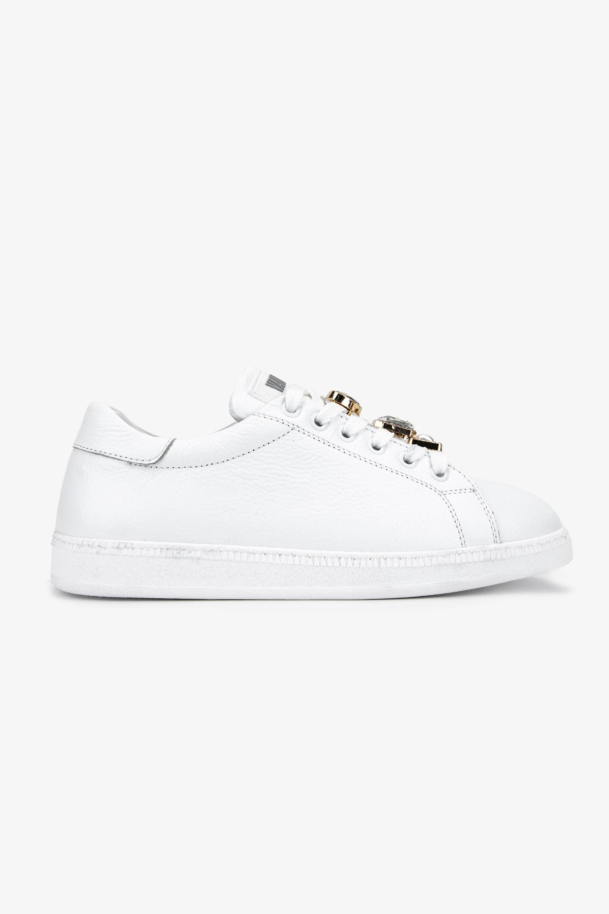 Valmenti Kadın Hakiki Deri Kırık Beyaz Sneakers & Spor Ayakkabı