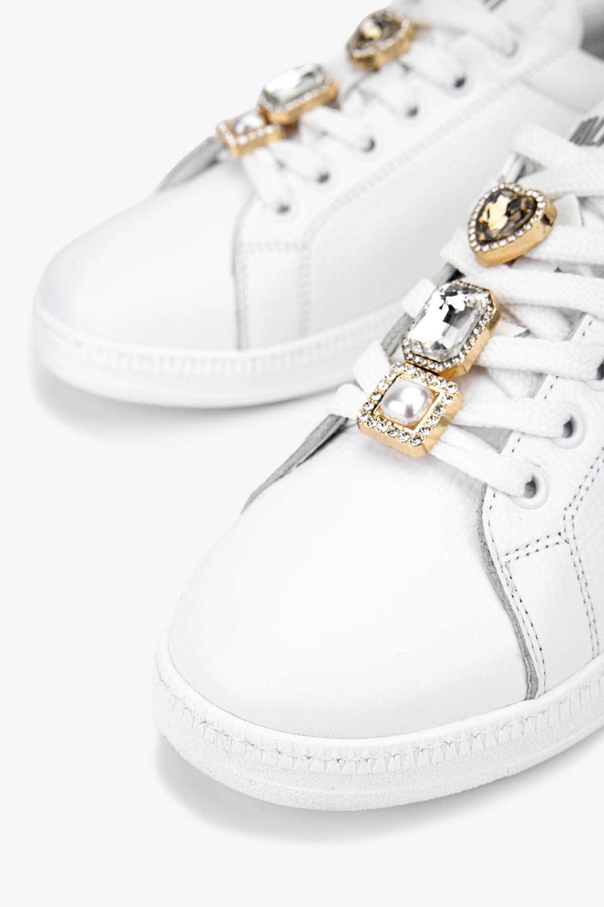 Valmenti Kadın Hakiki Deri Kırık Beyaz Sneakers & Spor Ayakkabı