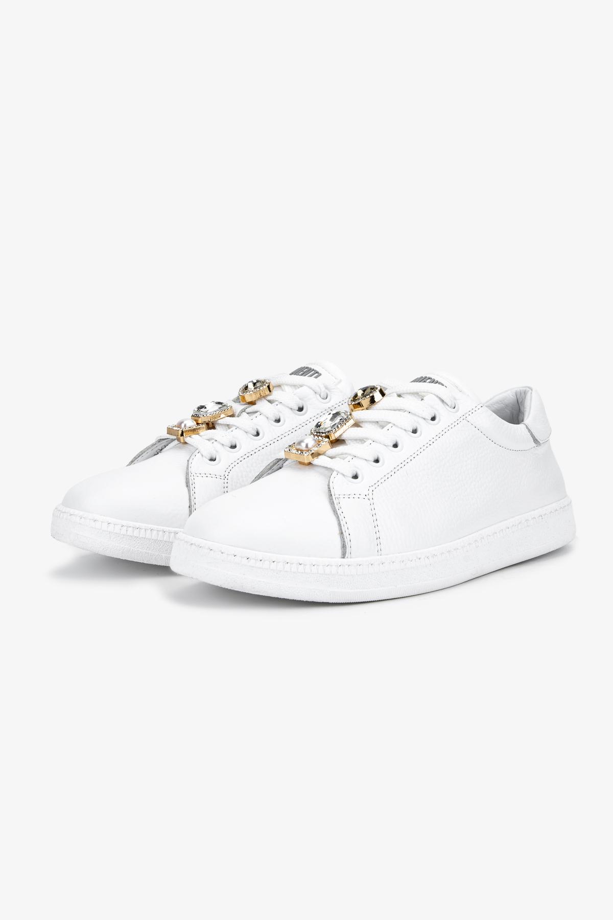 Valmenti Kadın Hakiki Deri Kırık Beyaz Sneakers & Spor Ayakkabı