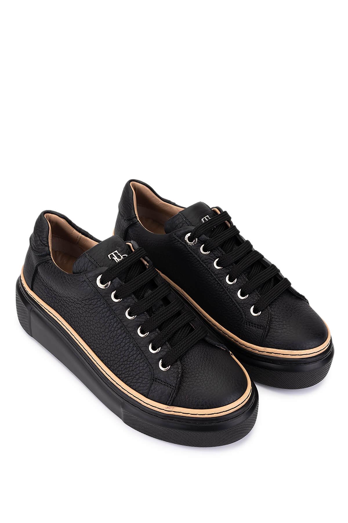 Tamer Tanca Kadın Hakiki Deri Siyah Floter Sneakers & Spor Ayakkabı