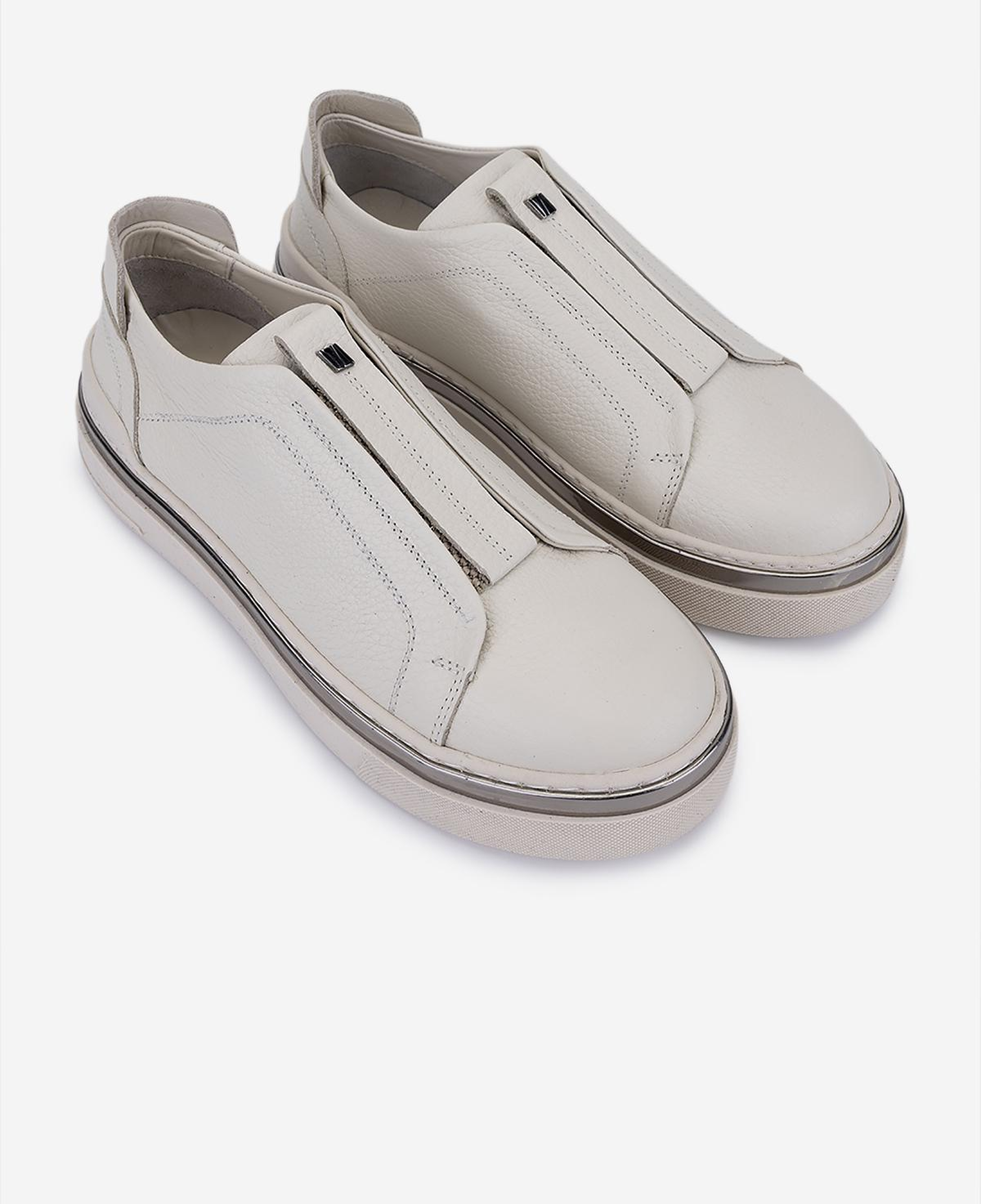 Valmenti Kadın Hakiki Deri Kırık Beyaz Sneakers & Spor Ayakkabı