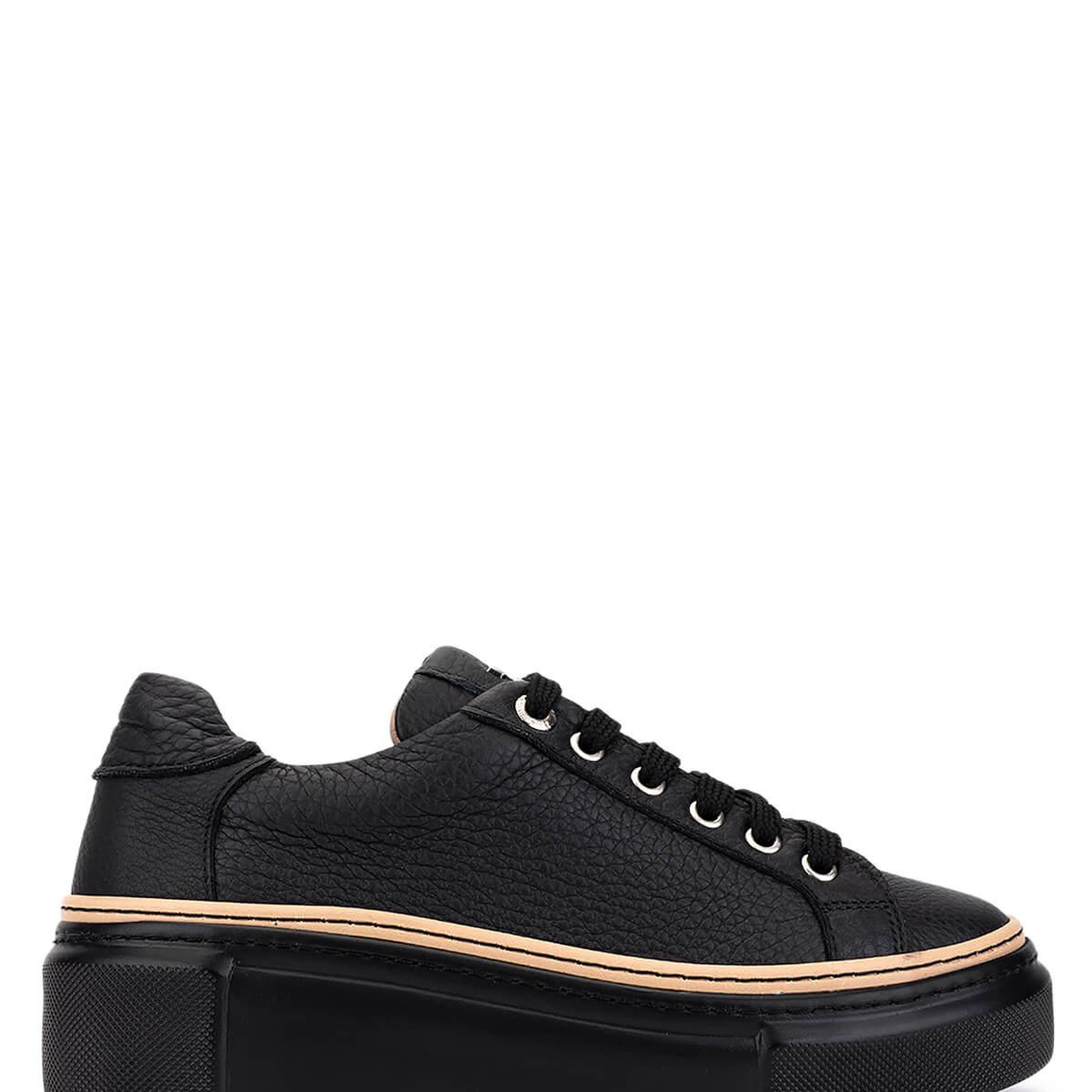 Tamer Tanca Kadın Hakiki Deri Siyah Floter Sneakers & Spor Ayakkabı