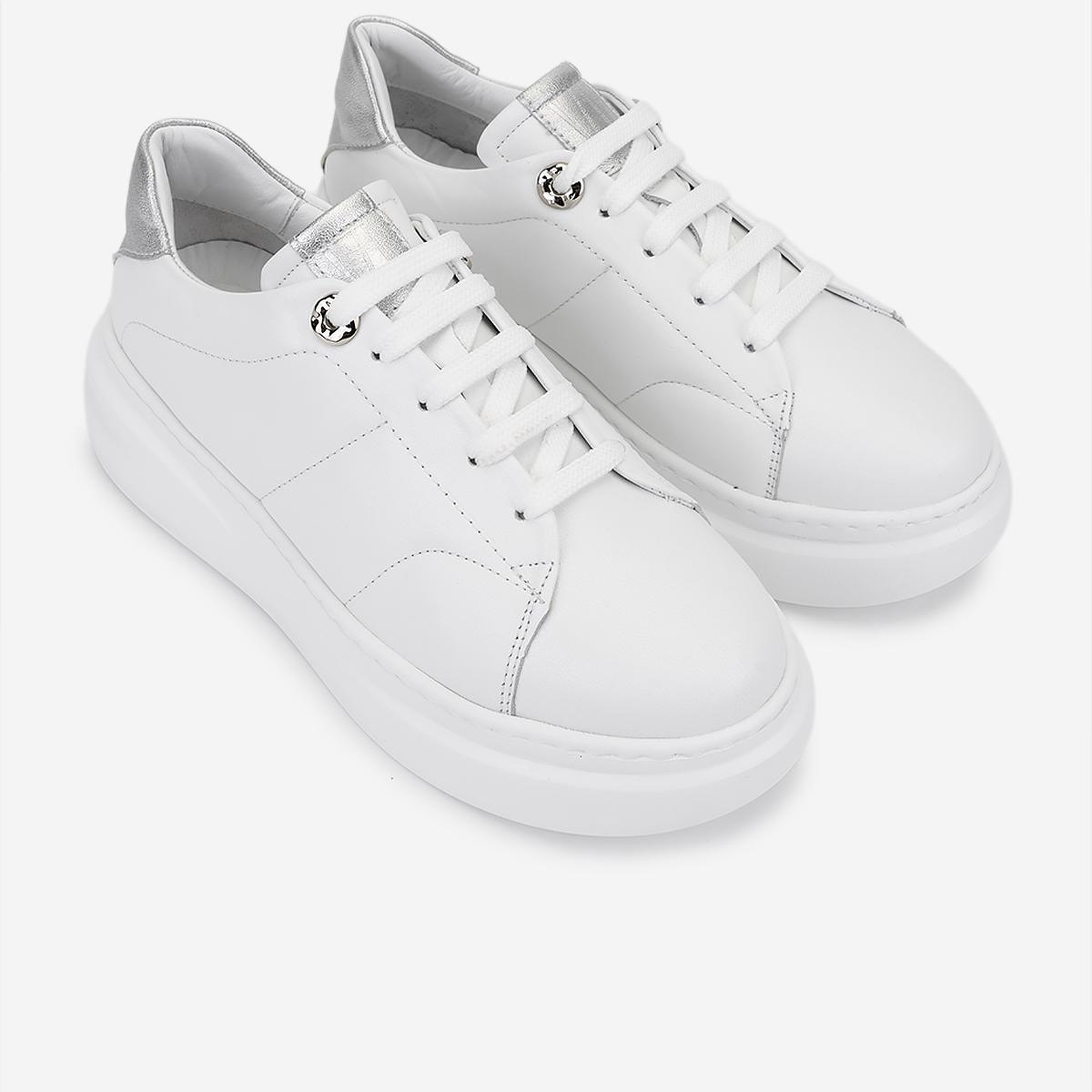 Valmenti Kadın Hakiki Deri Beyaz/Lame Sneakers & Spor Ayakkabı