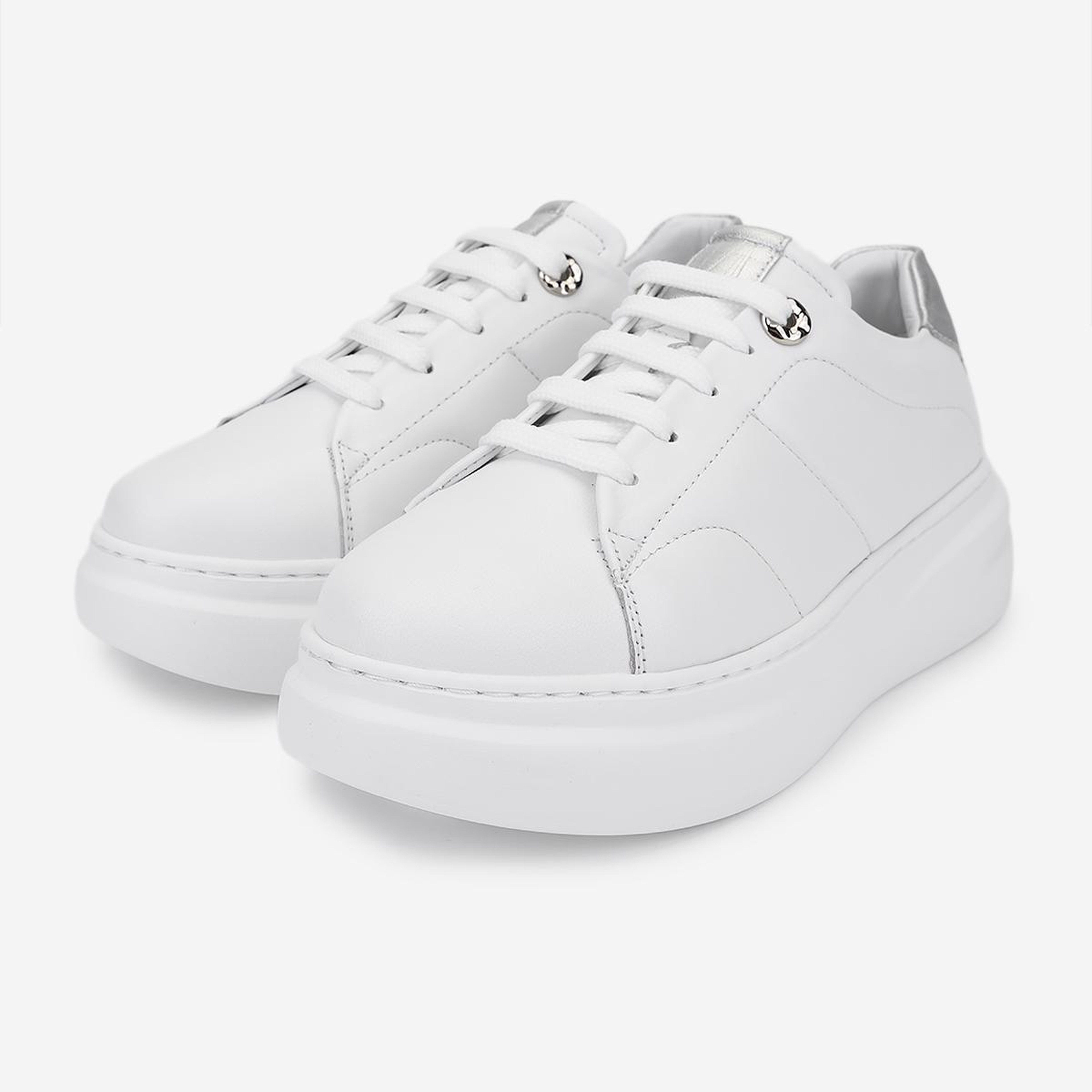 Valmenti Kadın Hakiki Deri Beyaz/Lame Sneakers & Spor Ayakkabı