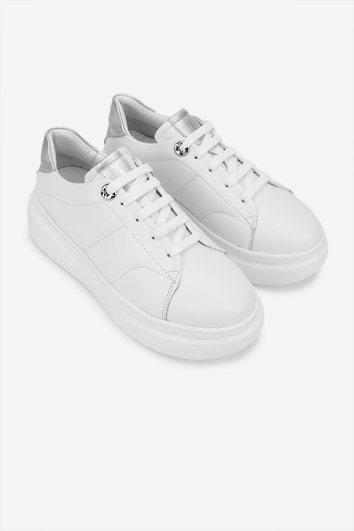 Valmenti Kadın Hakiki Deri Beyaz/Lame Sneakers & Spor Ayakkabı