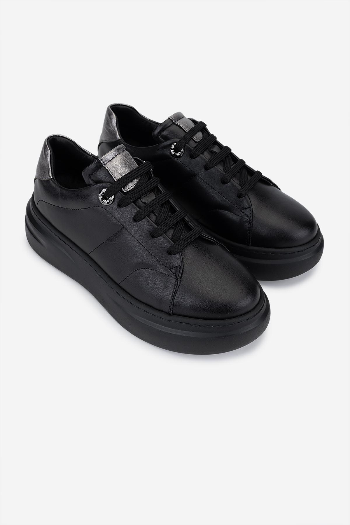 Valmenti Kadın Hakiki Deri Siyah/Antrasit Sneakers & Spor Ayakkabı