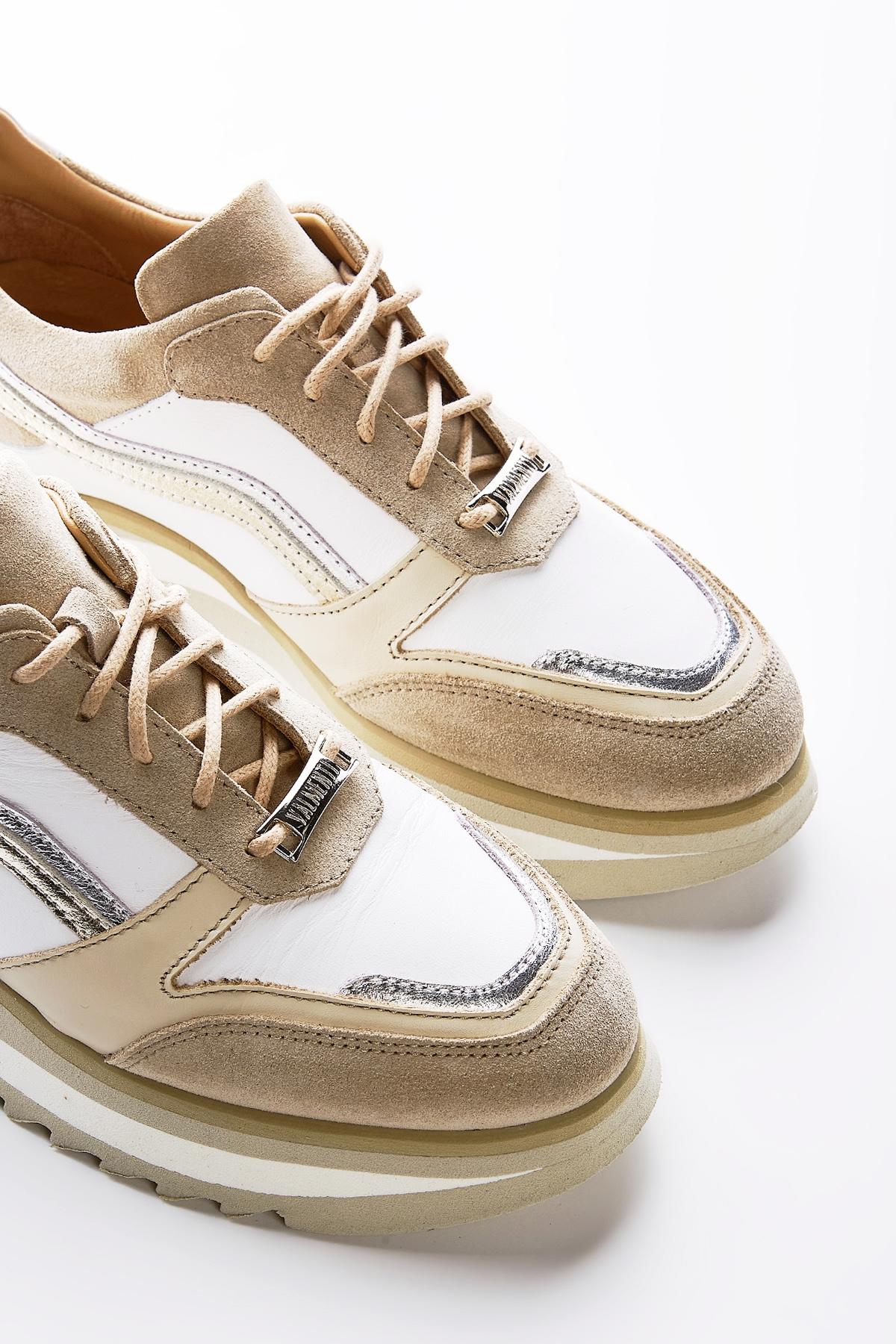 Valmenti Kadın Hakiki Deri Bej Sneakers & Spor Ayakkabı