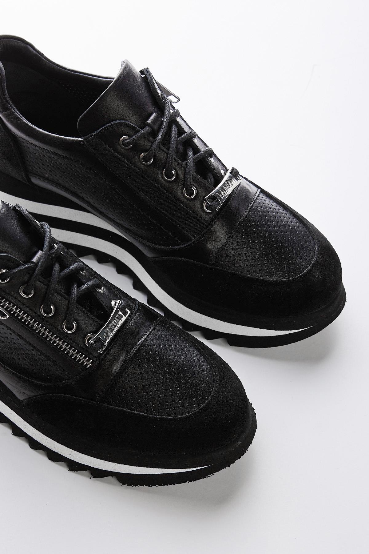 Valmenti Kadın Hakiki Deri Siyah Sneakers & Spor Ayakkabı