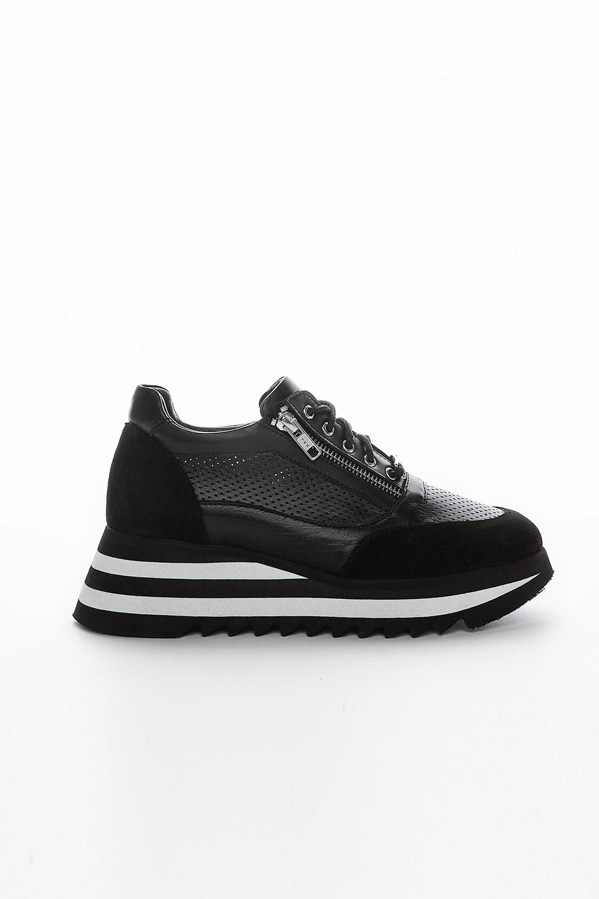 Valmenti Kadın Hakiki Deri Siyah Sneakers & Spor Ayakkabı