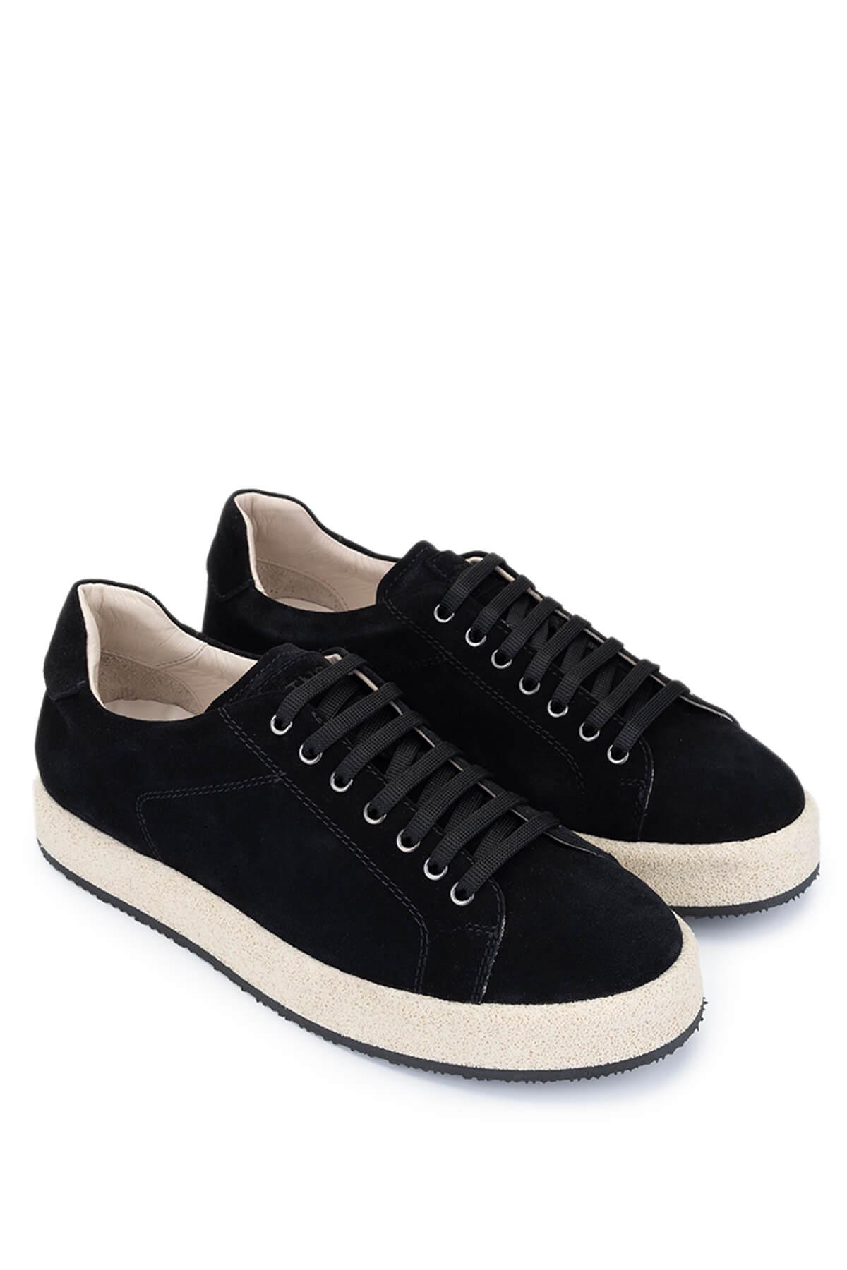 Tamer Tanca Erkek Hakiki Deri Siyah Süet Sneakers & Spor Ayakkabı
