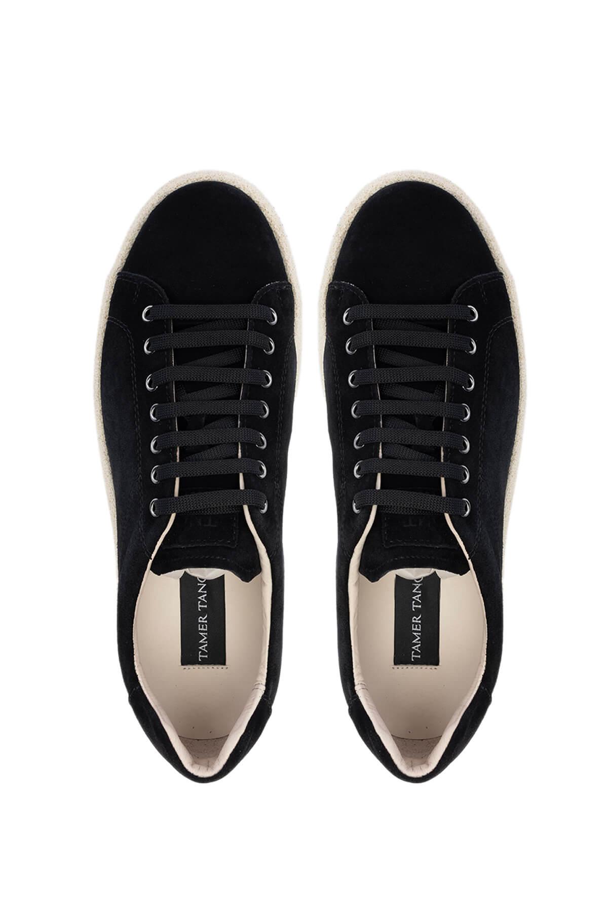 Tamer Tanca Erkek Hakiki Deri Siyah Süet Sneakers & Spor Ayakkabı