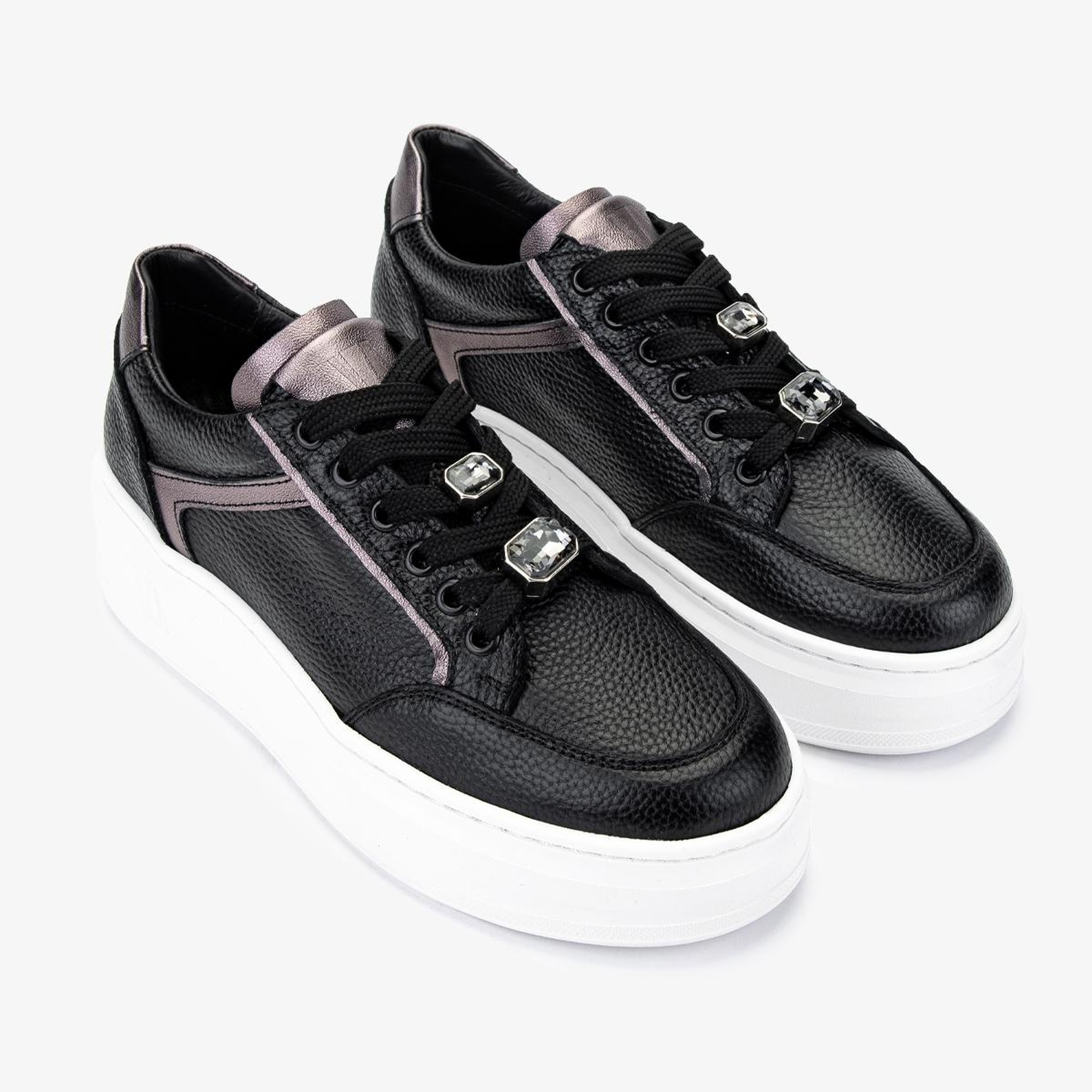 Valmenti Kadın Hakiki Deri Siyah Sneakers & Spor Ayakkabı