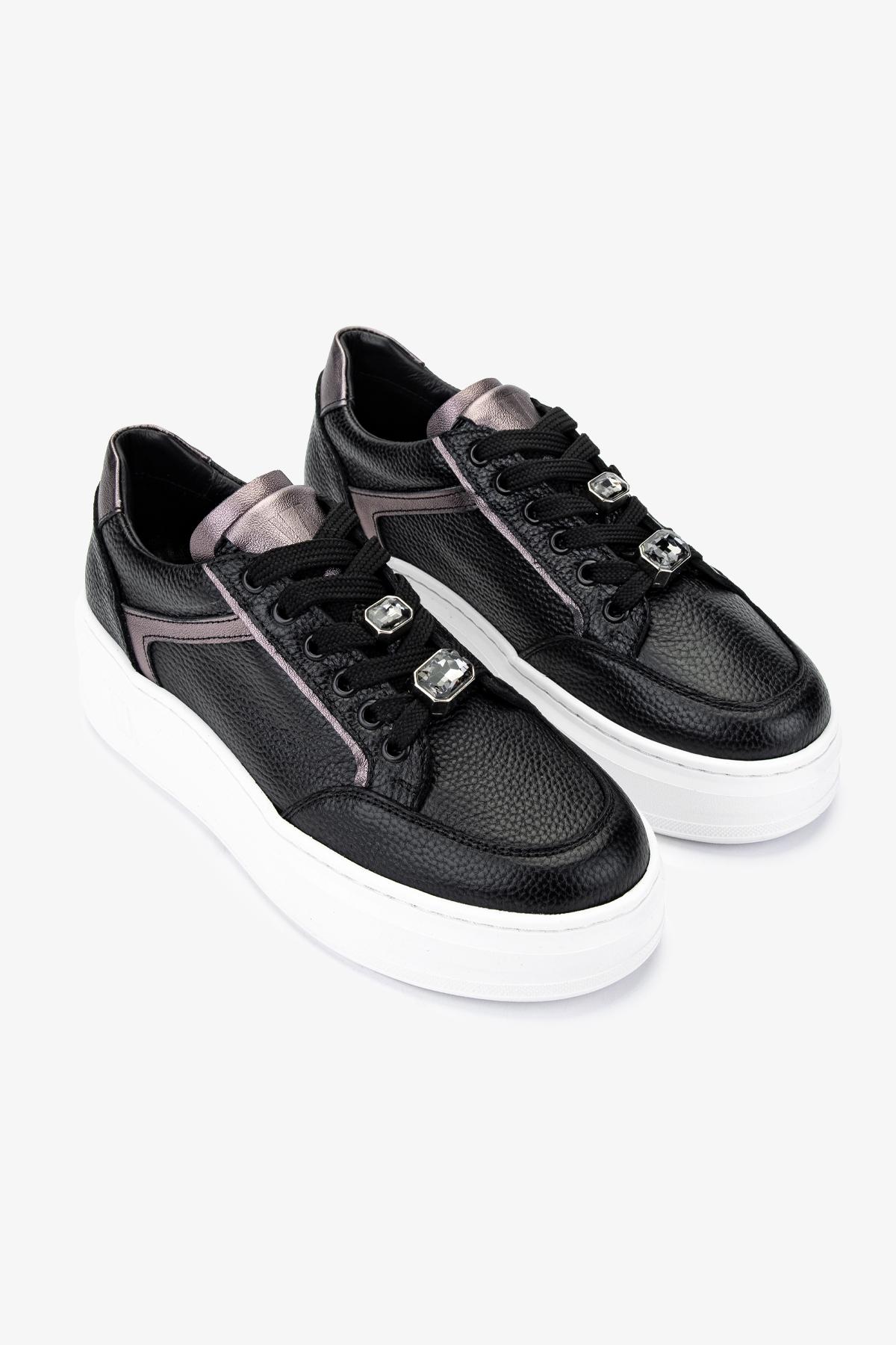 Valmenti Kadın Hakiki Deri Siyah Sneakers & Spor Ayakkabı