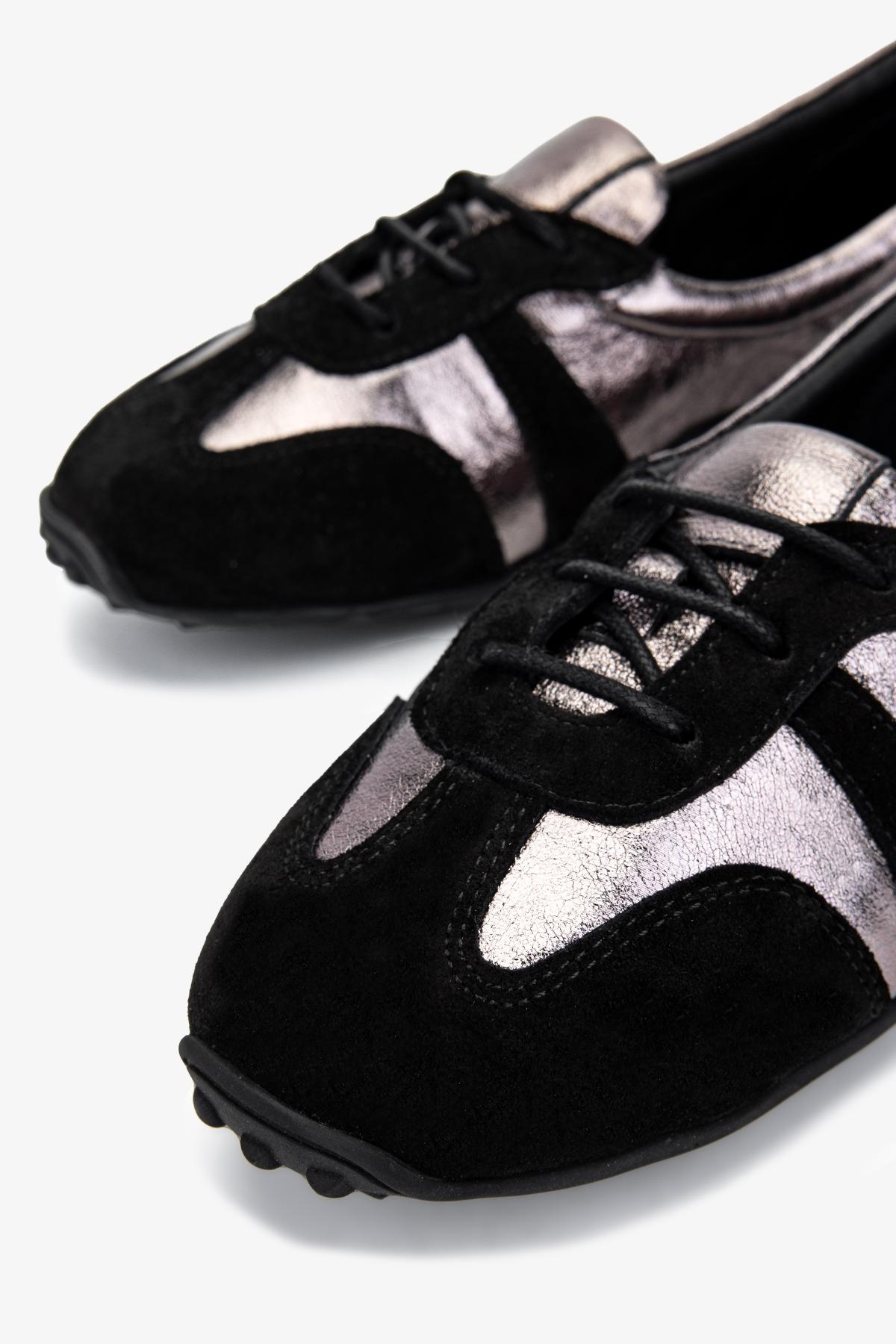 Valmenti Kadın Hakiki Deri Siyah Süet Sneakers & Spor Ayakkabı