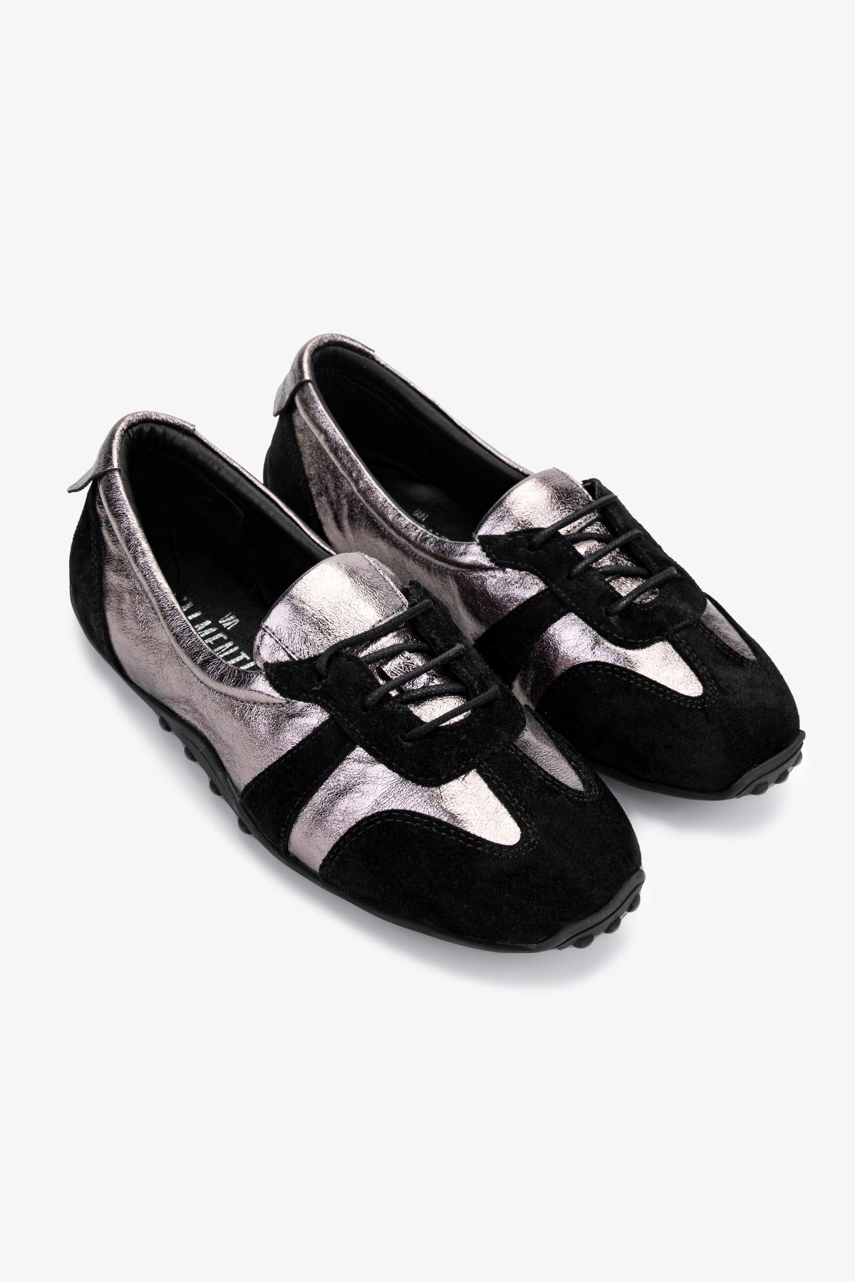 Valmenti Kadın Hakiki Deri Siyah Süet Sneakers & Spor Ayakkabı