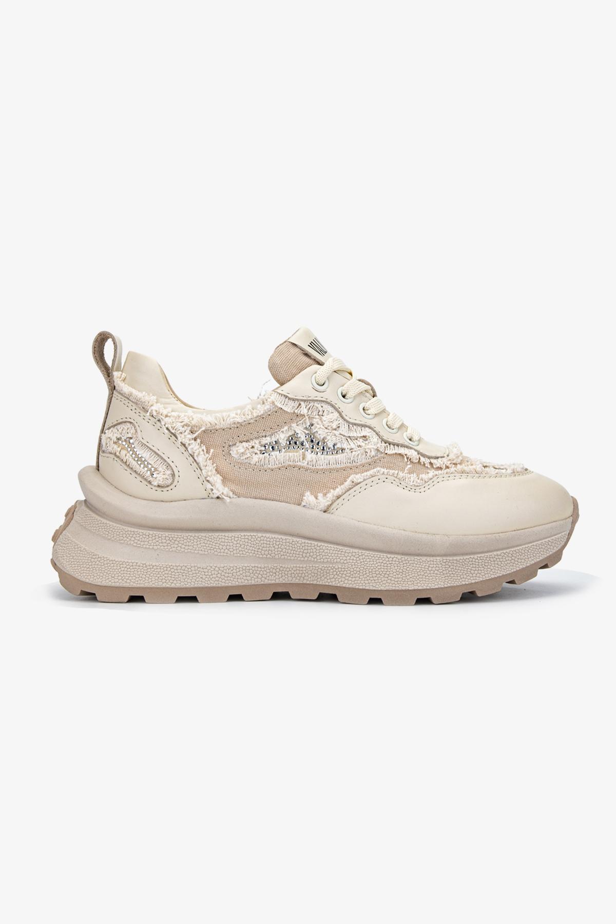 Valmenti Kadın Hakiki Deri Bej Sneakers & Spor Ayakkabı