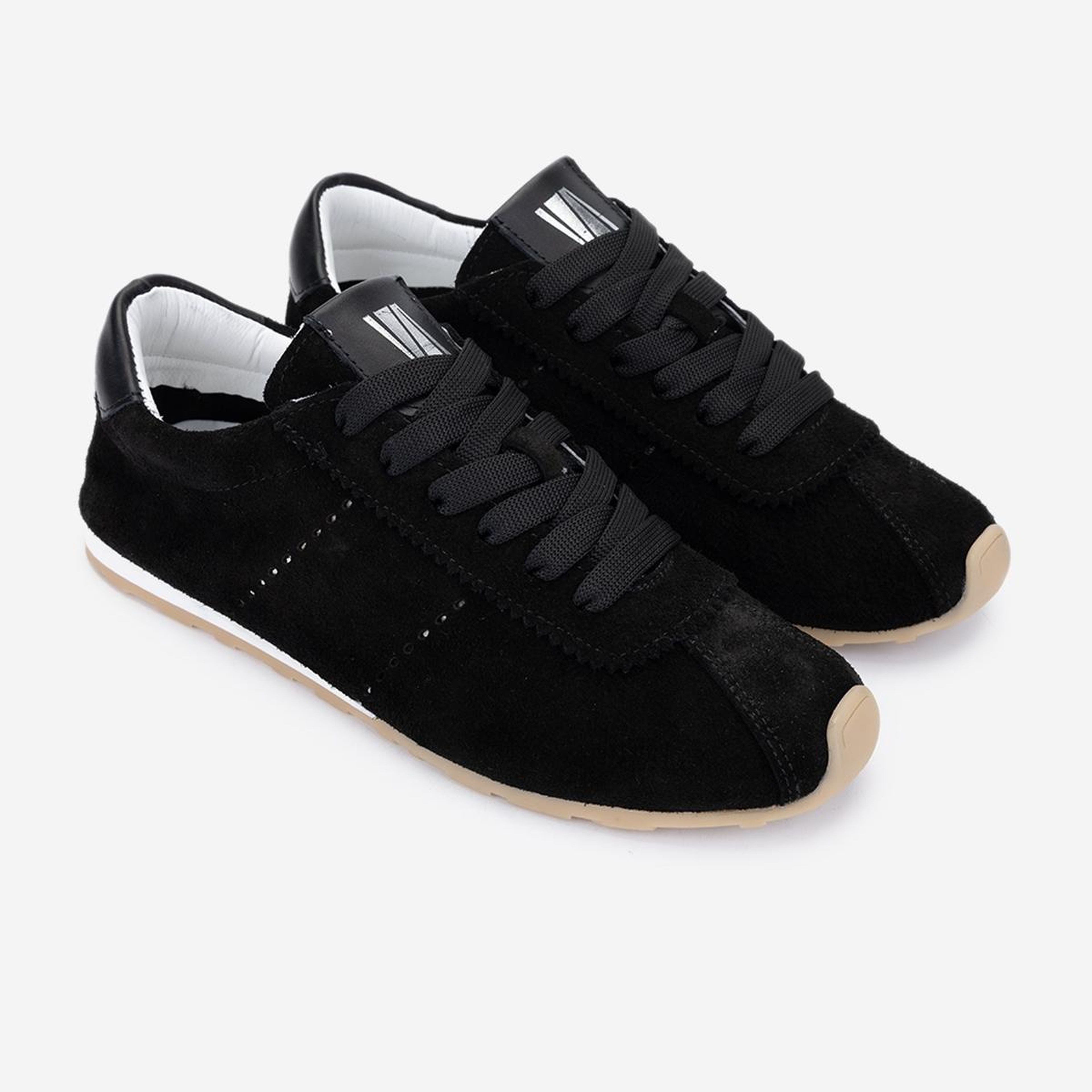 Valmenti Kadın Hakiki Deri Siyah Süet Sneakers & Spor Ayakkabı