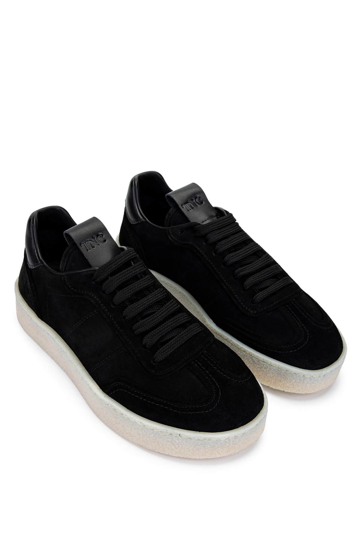 Tamer Tanca Erkek Hakiki Deri Siyah Süet Sneakers & Spor Ayakkabı