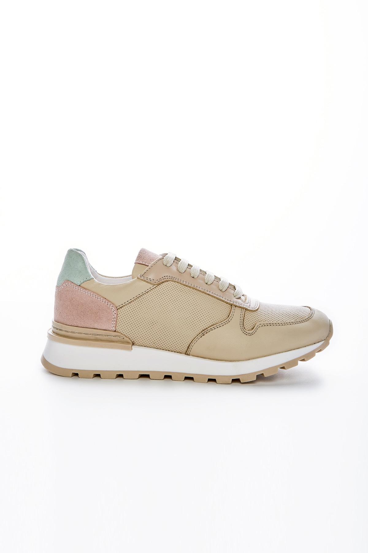 Valmenti Kadın Hakiki Deri Bej Sneakers & Spor Ayakkabı