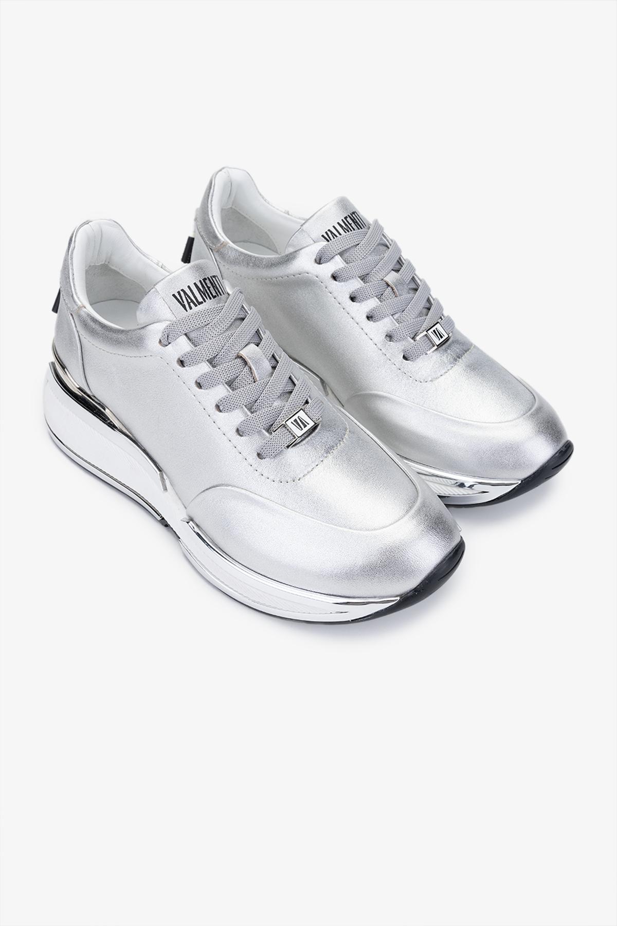 Valmenti Kadın Hakiki Deri Gümüş Metalik Sneakers & Spor Ayakkabı