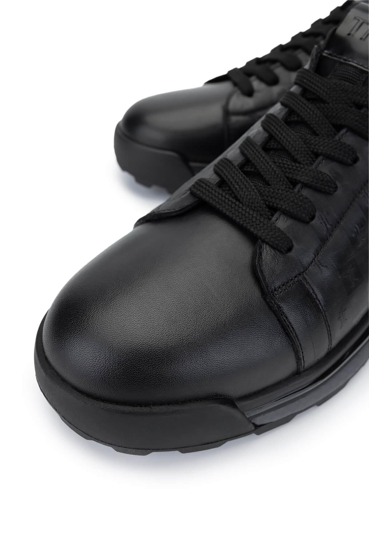 Tamer Tanca Erkek Hakiki Deri Siyah Sneakers & Spor Ayakkabı