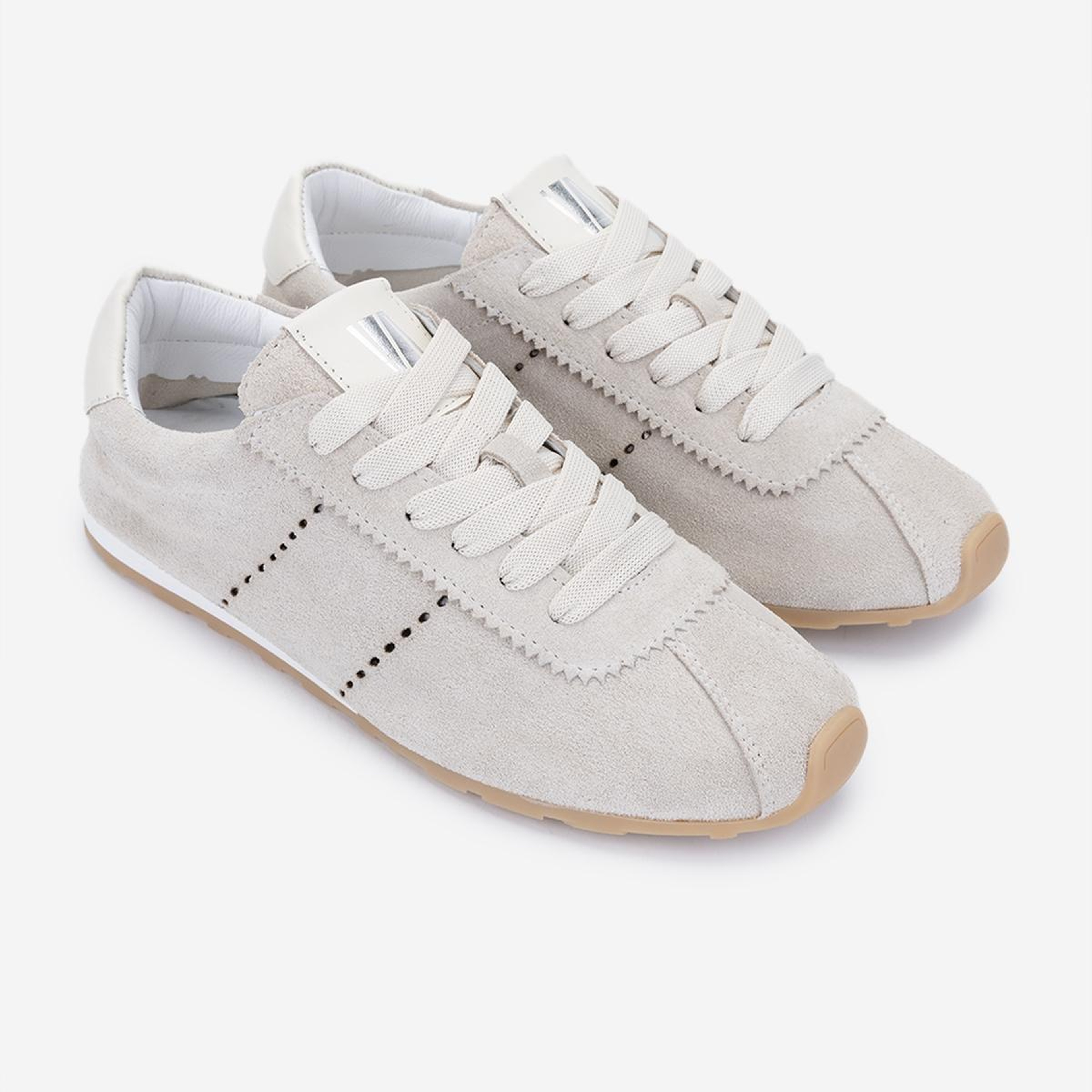 Valmenti Kadın Hakiki Deri Bej Süet Sneakers & Spor Ayakkabı