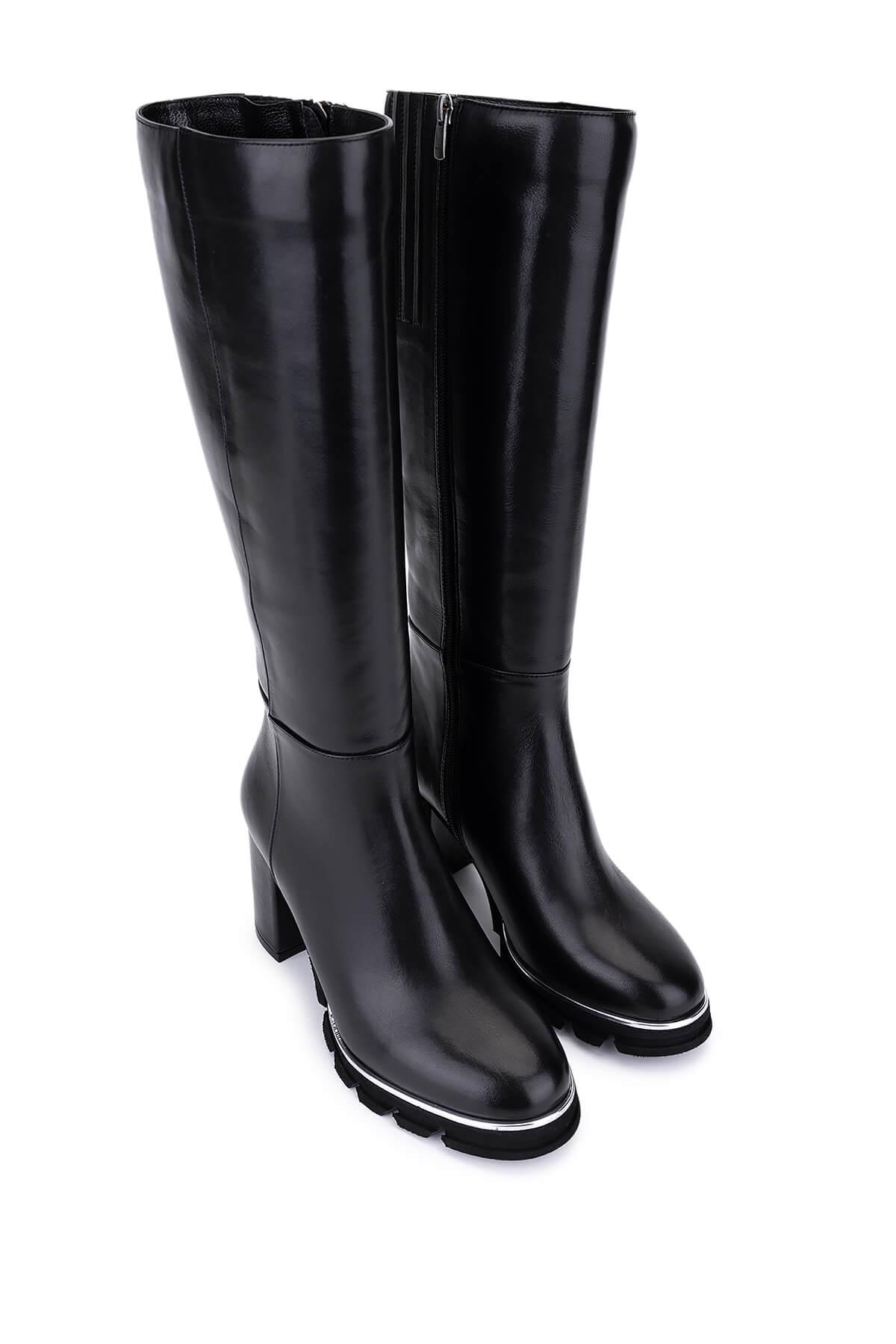 Tamer Tanca Kadın Hakiki Deri Siyah Topuklu Çizme