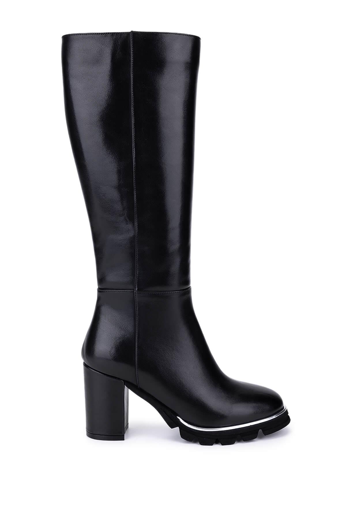 Tamer Tanca Kadın Hakiki Deri Siyah Topuklu Çizme