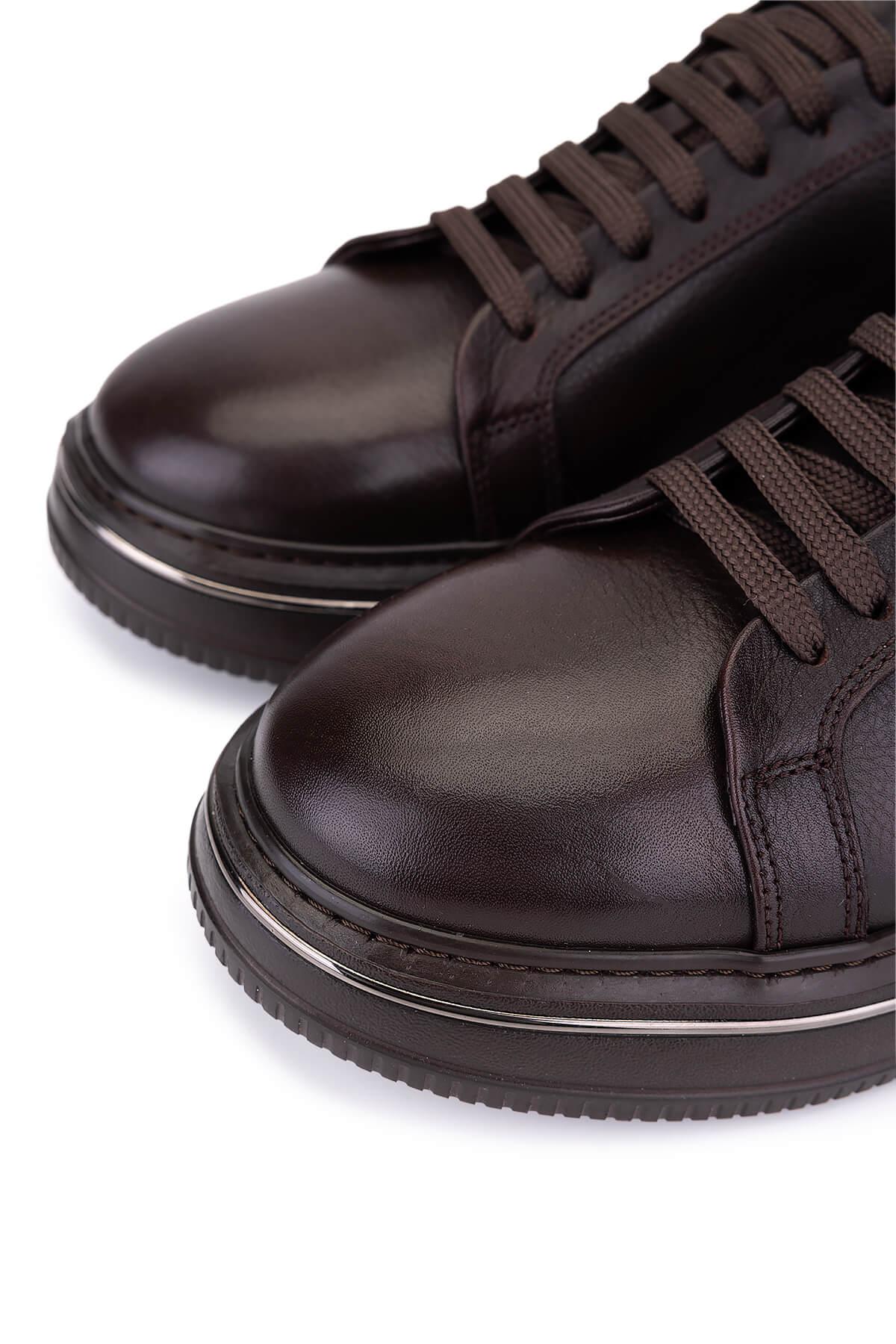 Tamer Tanca Erkek Hakiki Deri Kahverengi Sneakers & Spor Ayakkabı