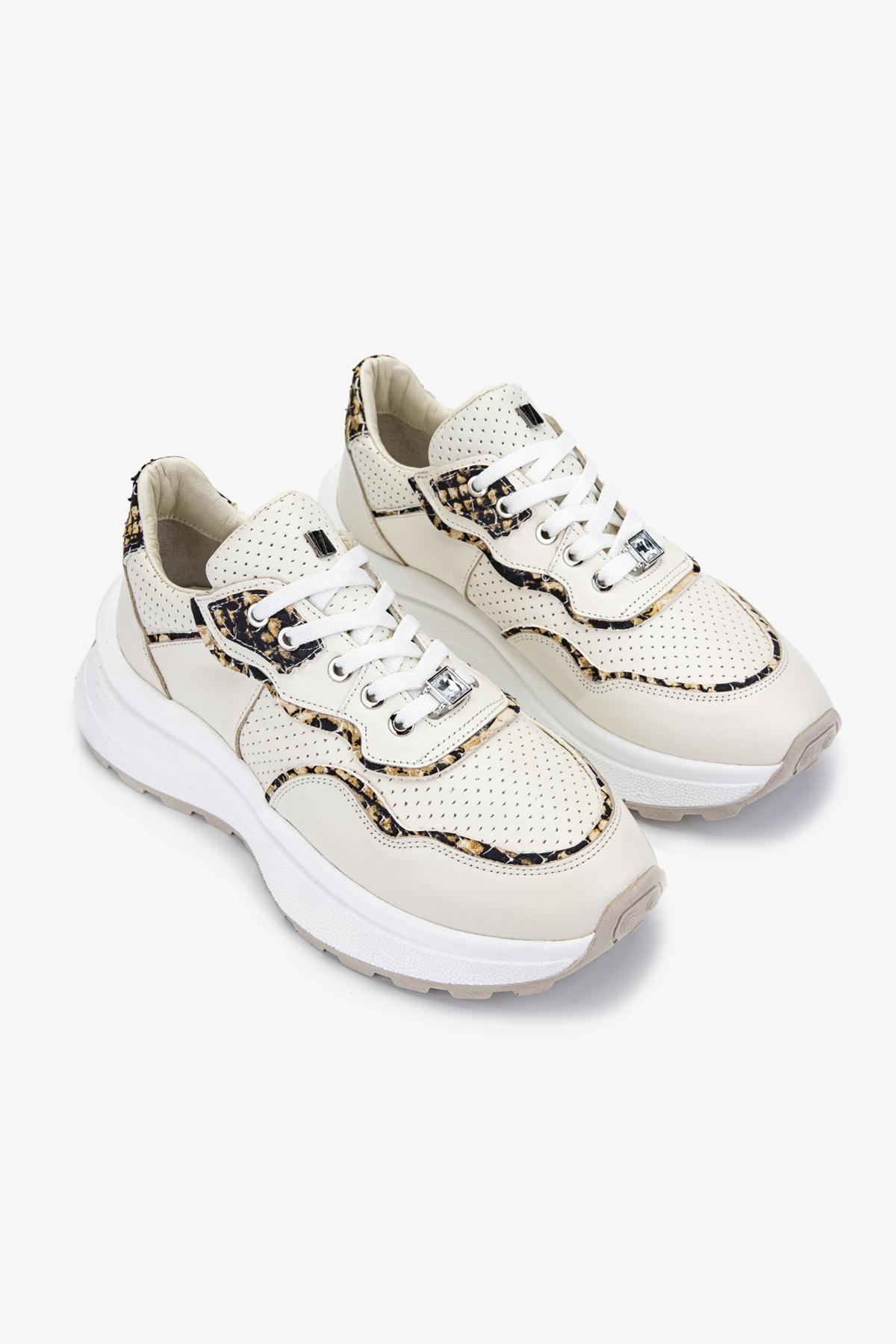 Valmenti Kadın Hakiki Deri Bej Sneakers & Spor Ayakkabı