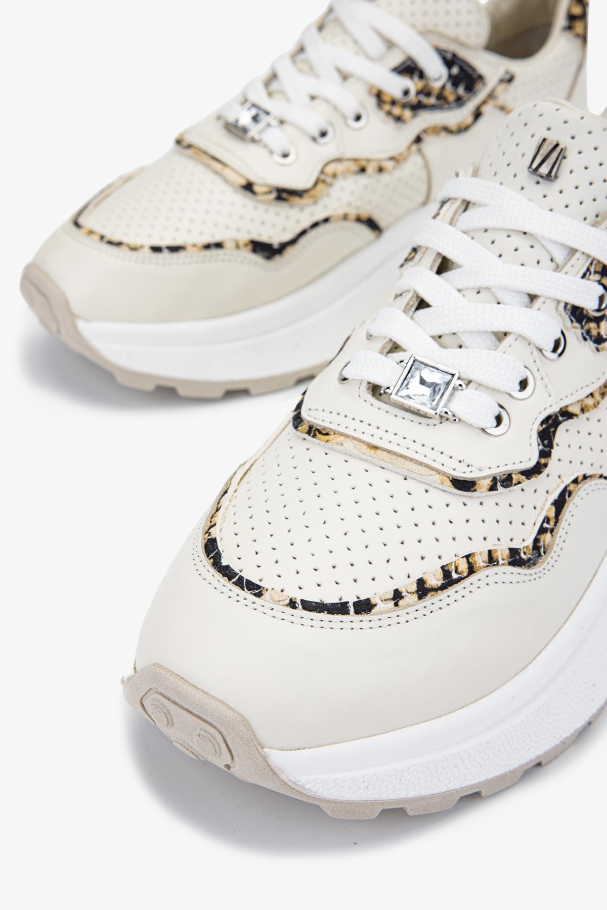 Valmenti Kadın Hakiki Deri Bej Sneakers & Spor Ayakkabı