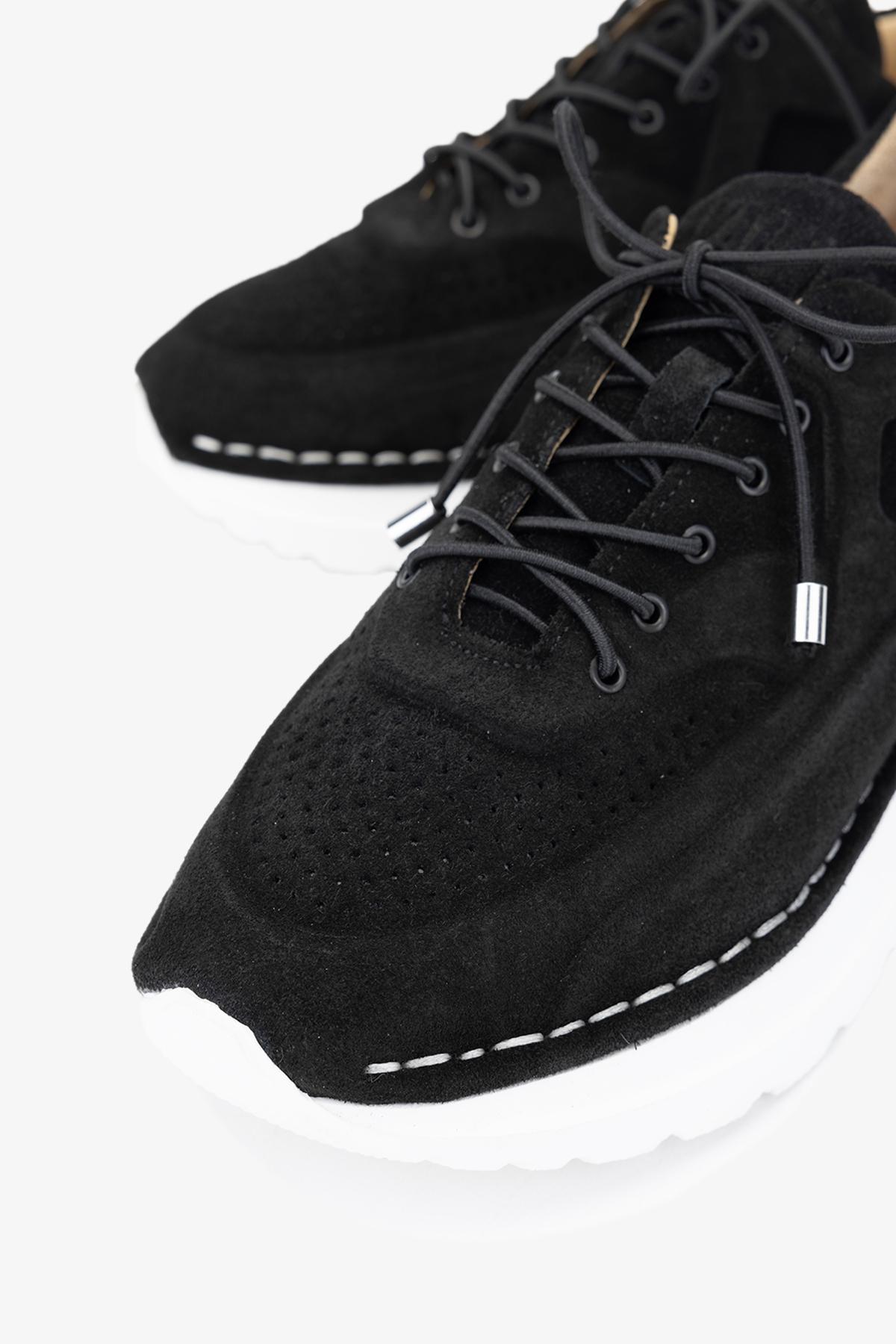 Valmenti Kadın Hakiki Deri Siyah Süet Sneakers & Spor Ayakkabı