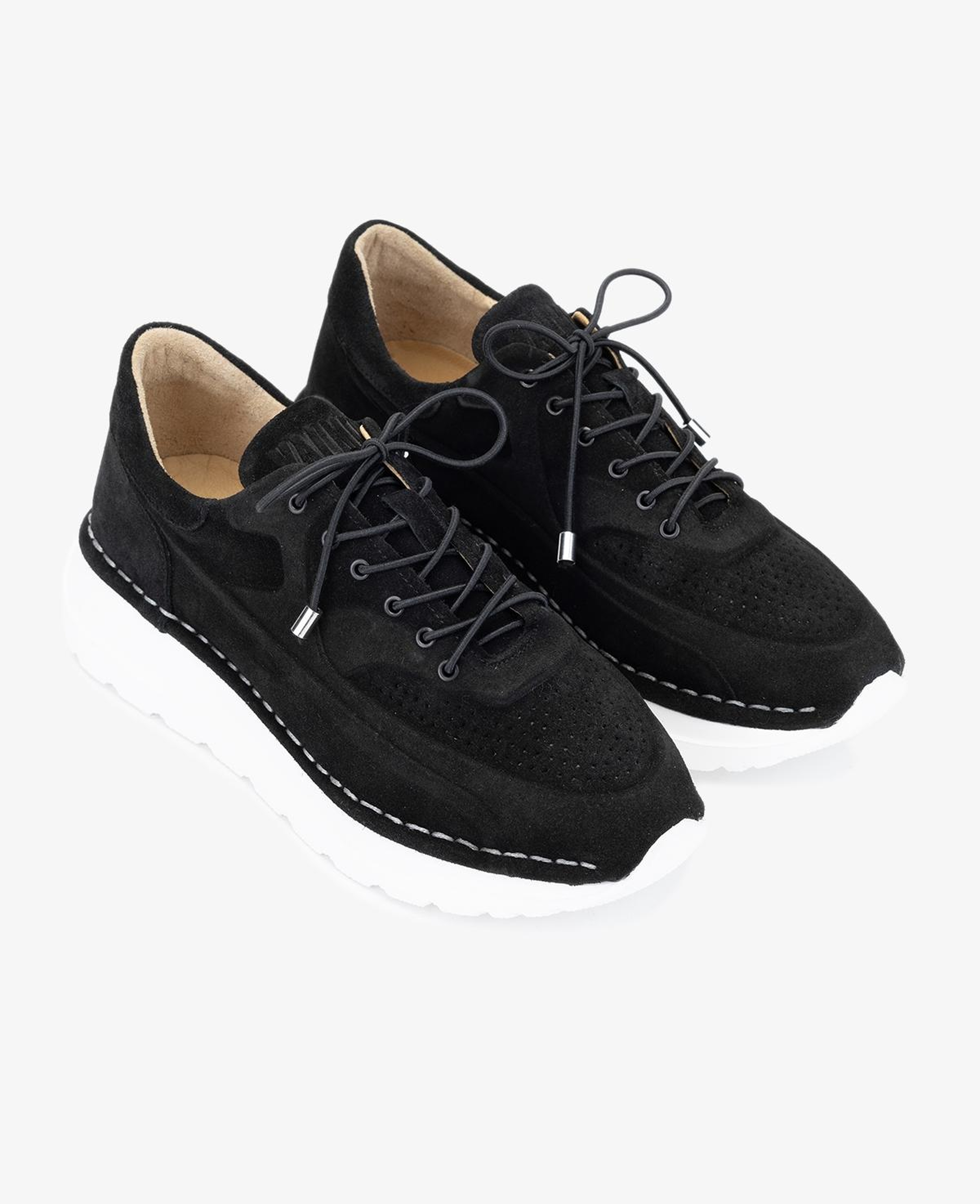 Valmenti Kadın Hakiki Deri Siyah Süet Sneakers & Spor Ayakkabı