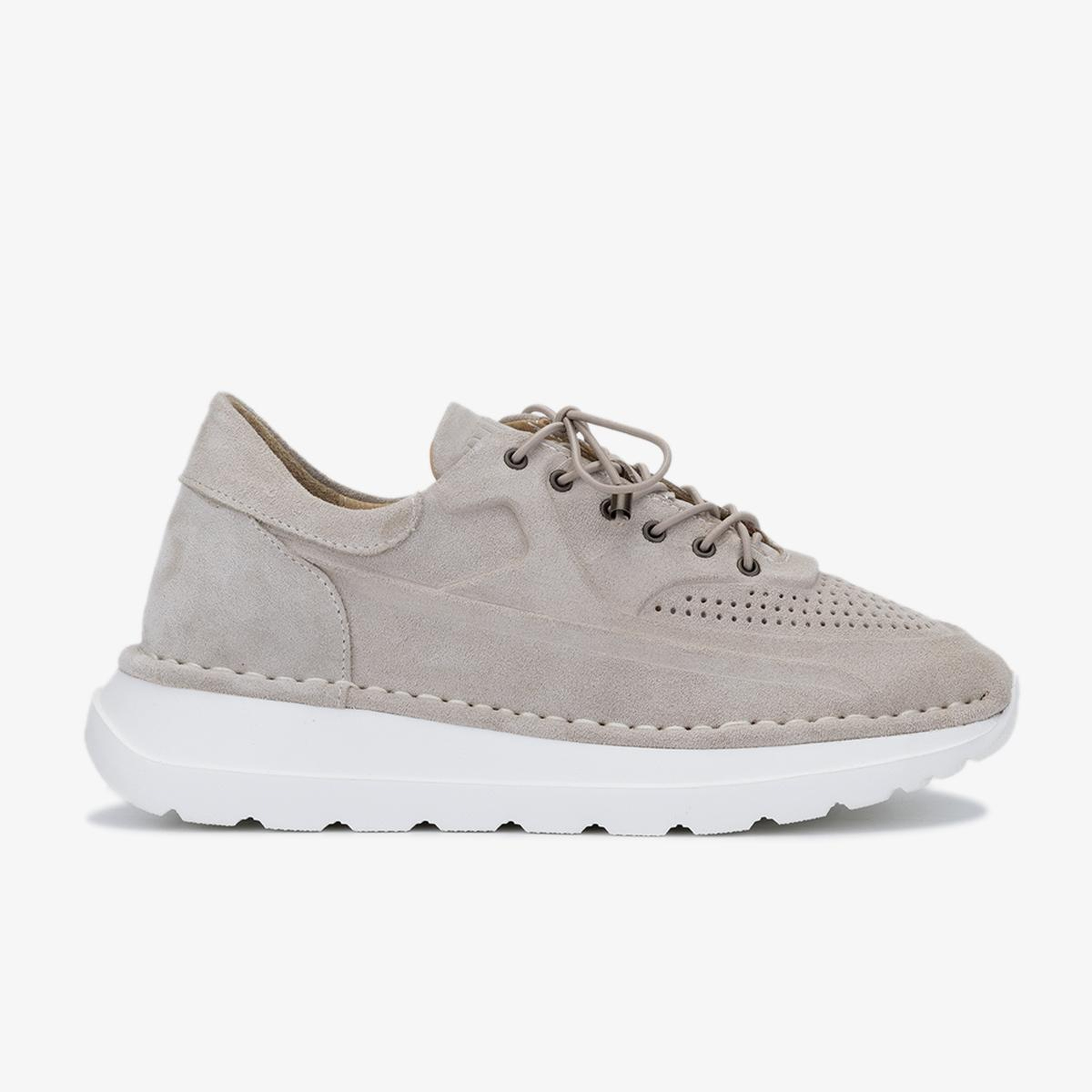 Valmenti Kadın Hakiki Deri Bej Süet Sneakers & Spor Ayakkabı