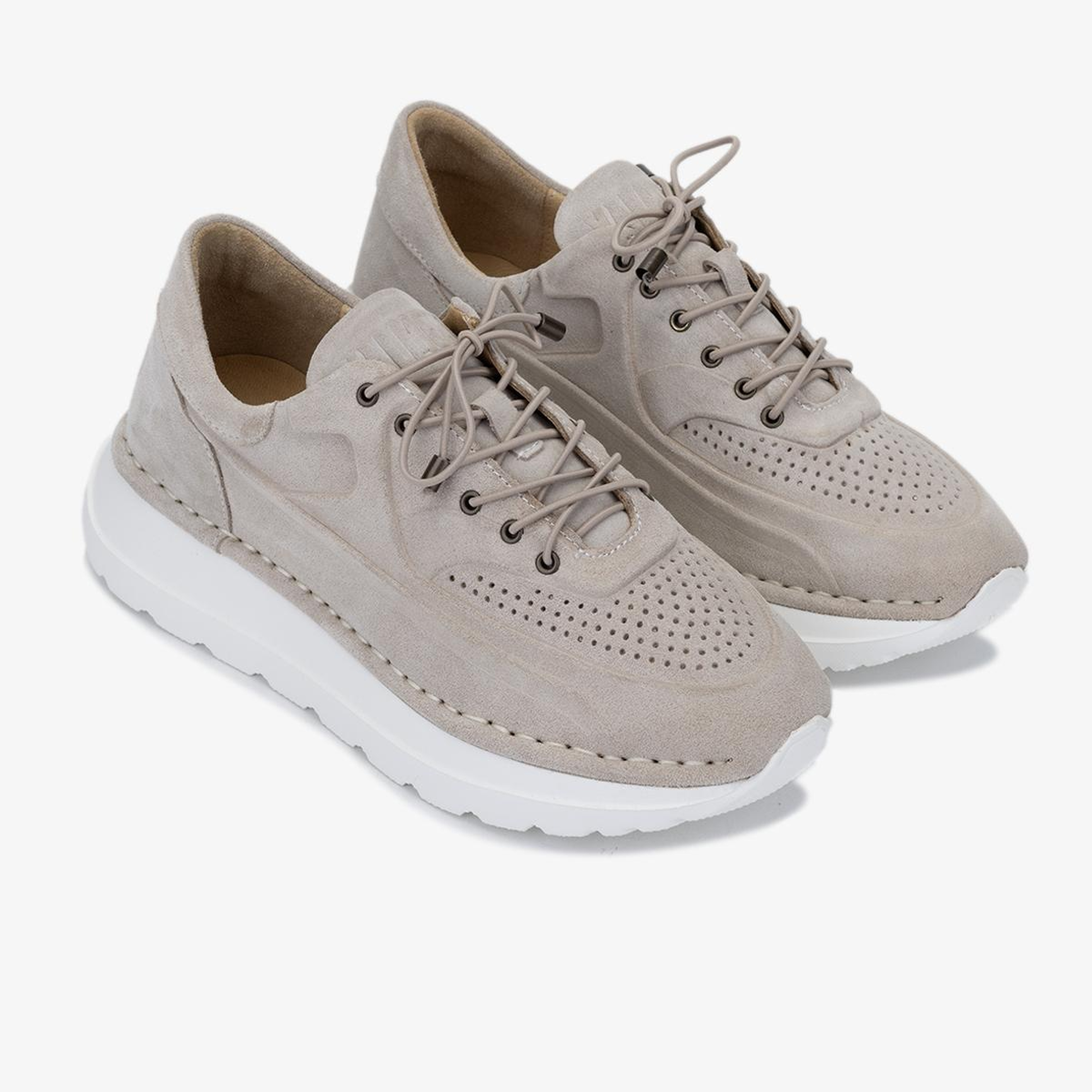 Valmenti Kadın Hakiki Deri Bej Süet Sneakers & Spor Ayakkabı