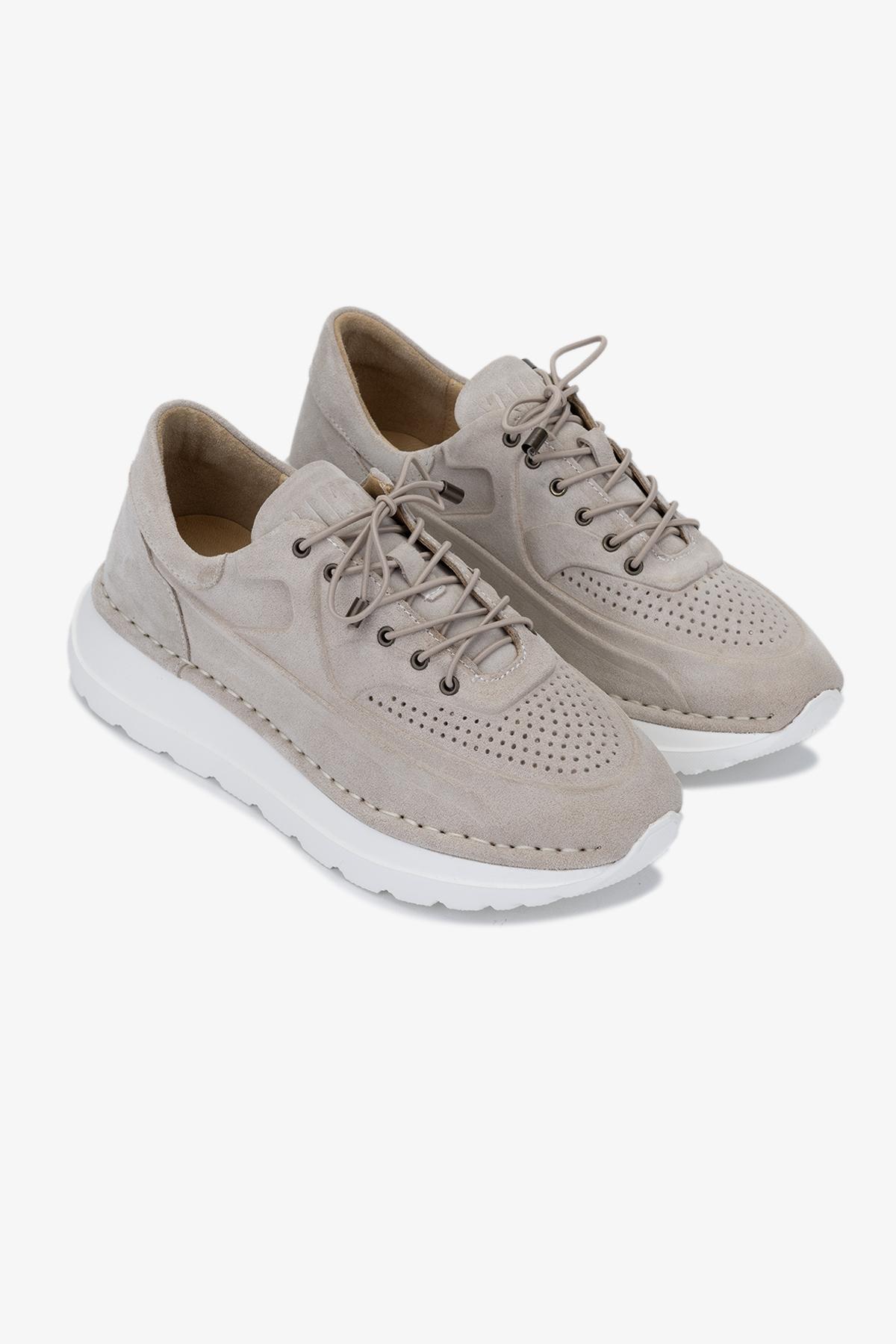 Valmenti Kadın Hakiki Deri Bej Süet Sneakers & Spor Ayakkabı