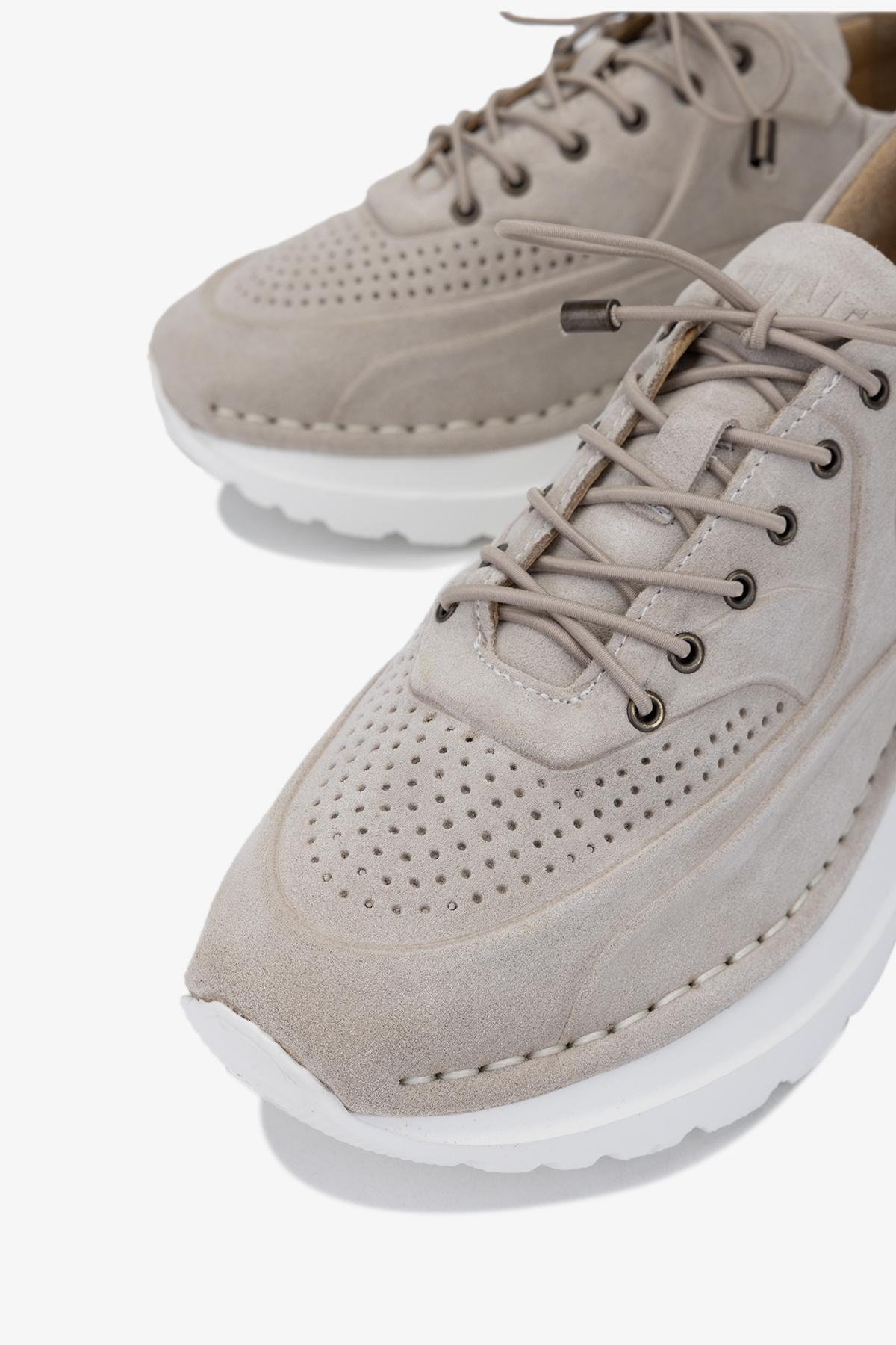 Valmenti Kadın Hakiki Deri Bej Süet Sneakers & Spor Ayakkabı