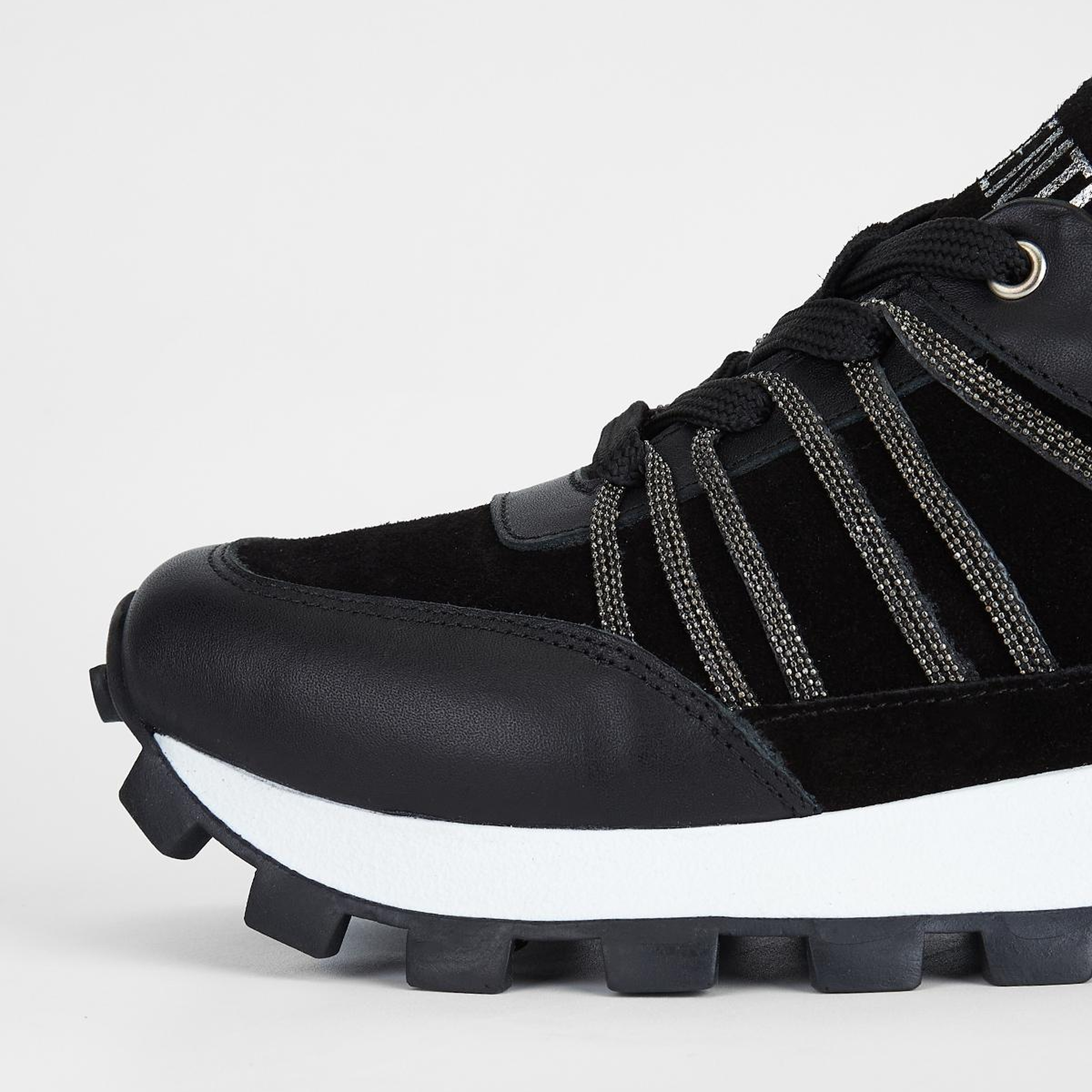 Valmenti Kadın Hakiki Deri Siyah Süet Sneakers & Spor Ayakkabı