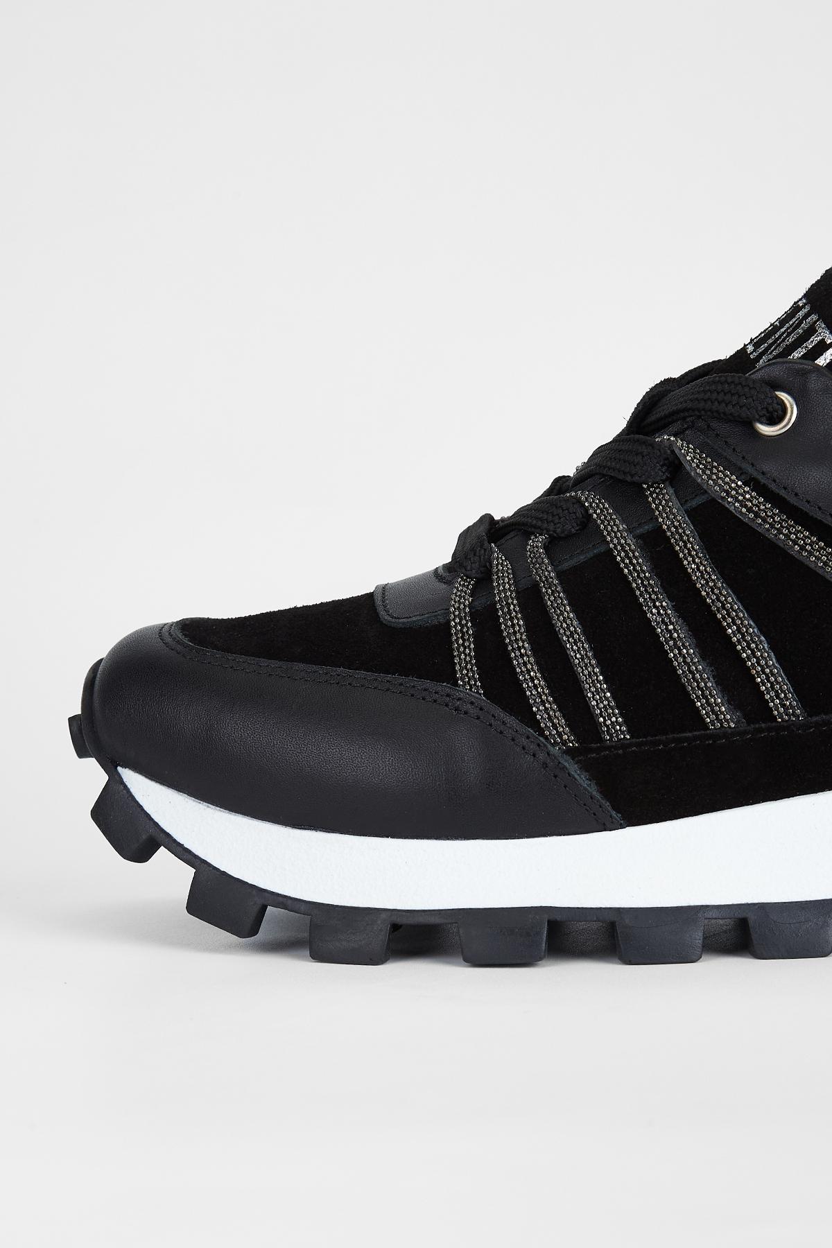 Valmenti Kadın Hakiki Deri Siyah Süet Sneakers & Spor Ayakkabı