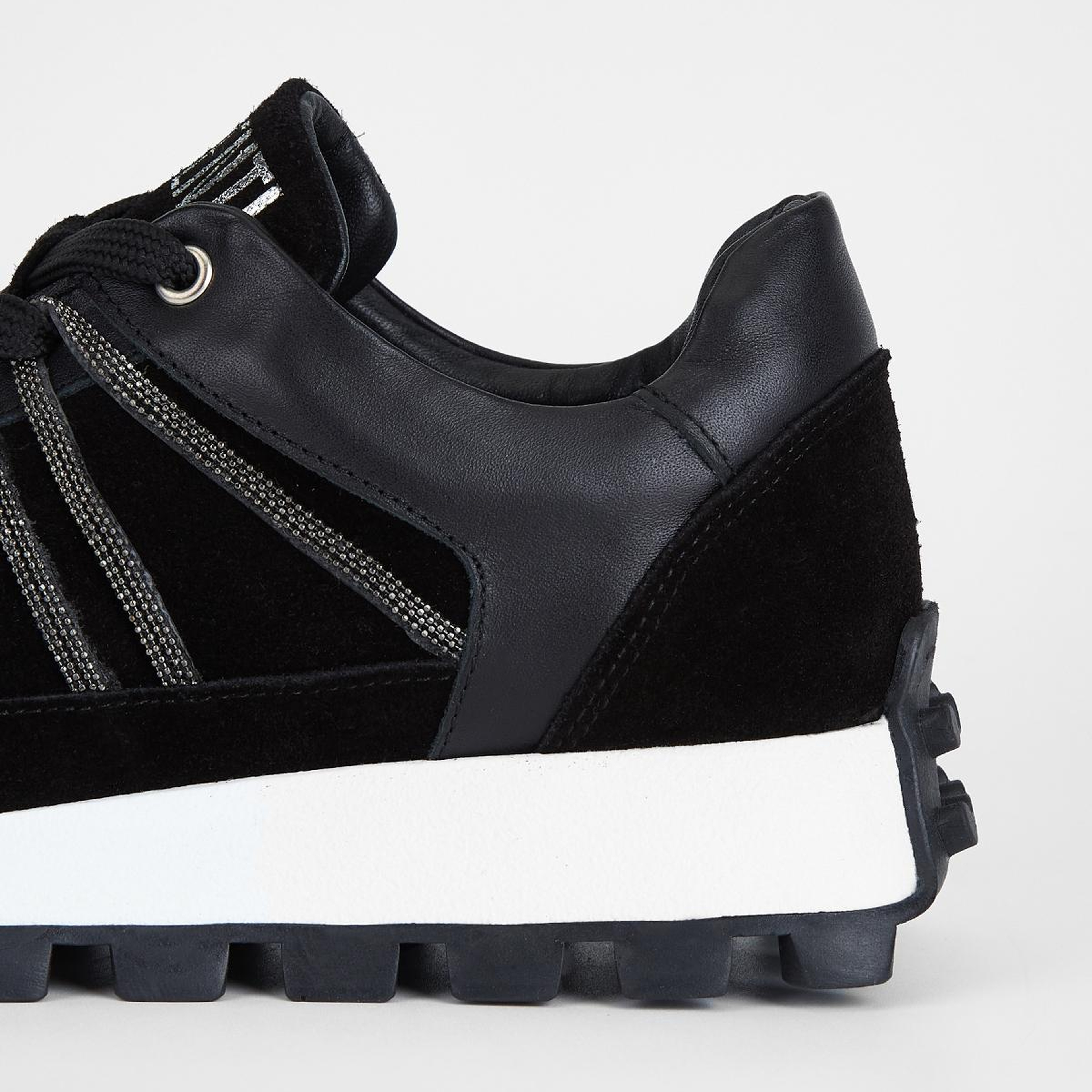 Valmenti Kadın Hakiki Deri Siyah Süet Sneakers & Spor Ayakkabı