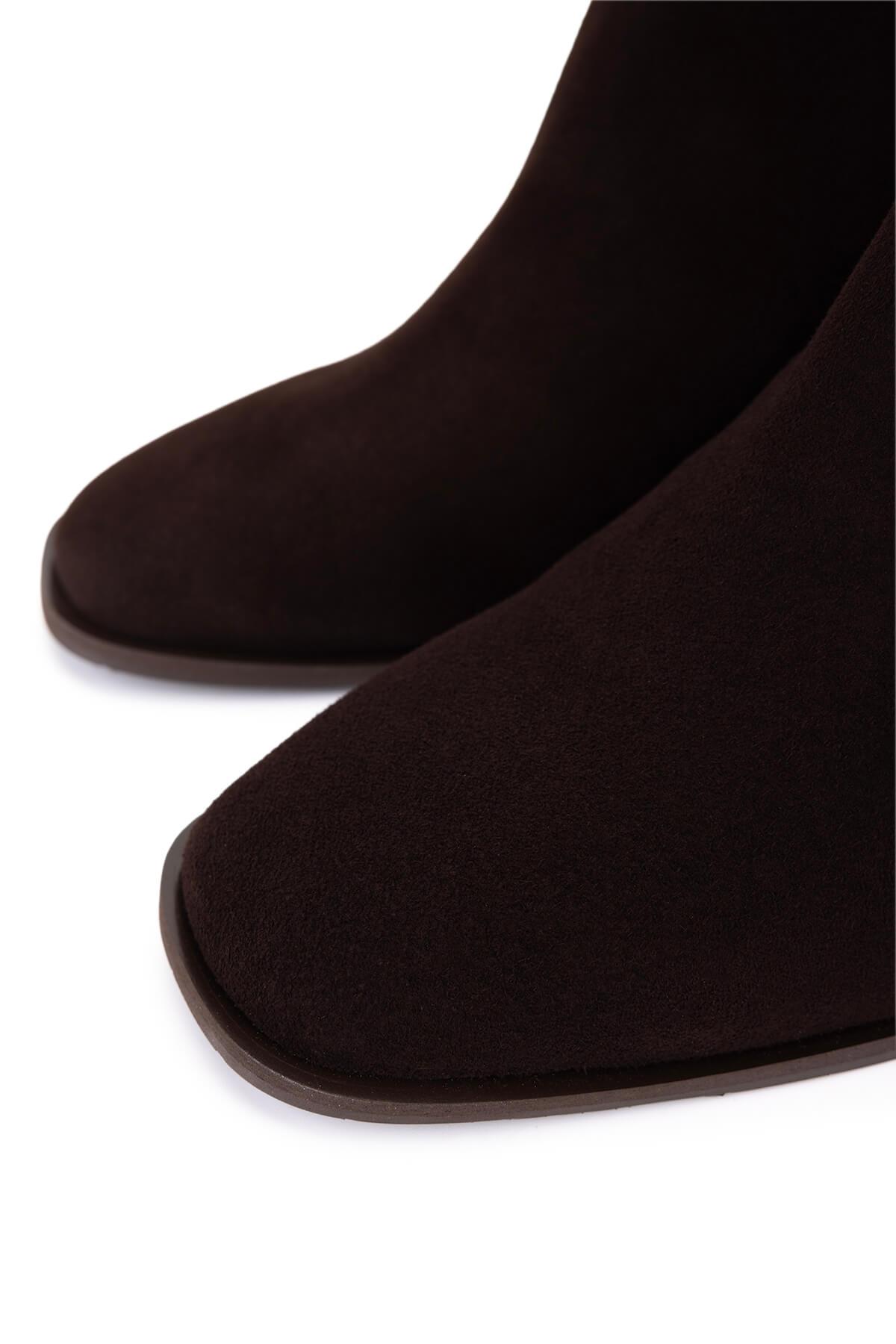 Tamer Tanca Kadın Hakiki Deri Kahverengi Süet Topuklu Bot