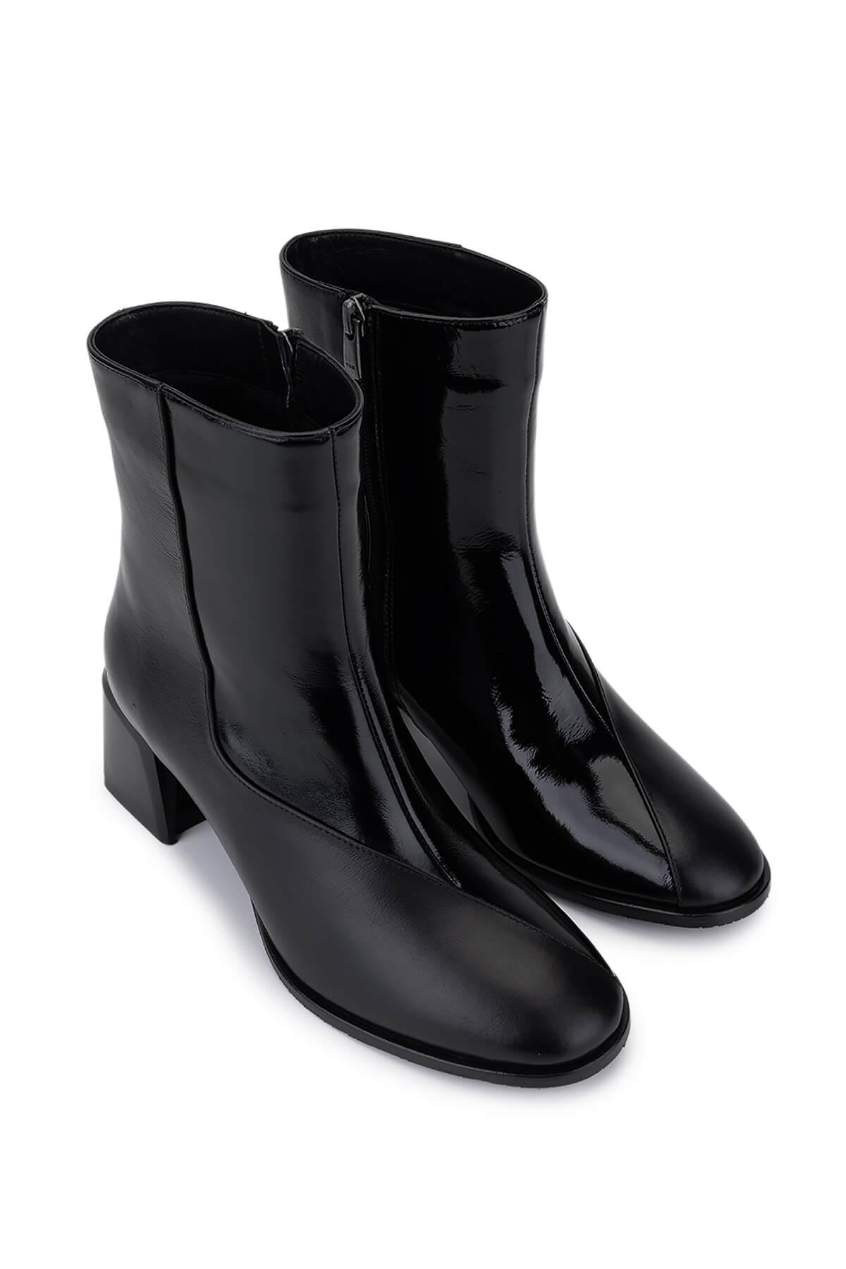 Tamer Tanca Kadın Hakiki Deri Siyah Topuklu Bot
