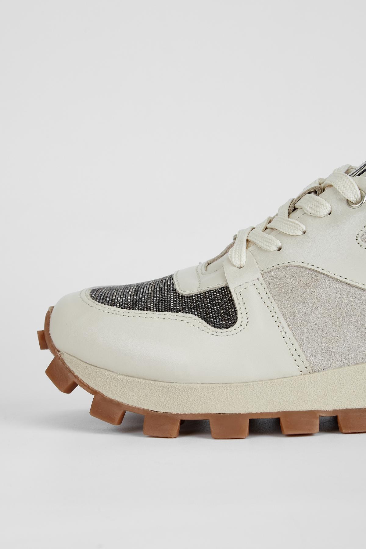 Valmenti Kadın Hakiki Deri Kırık Beyaz Sneakers & Spor Ayakkabı