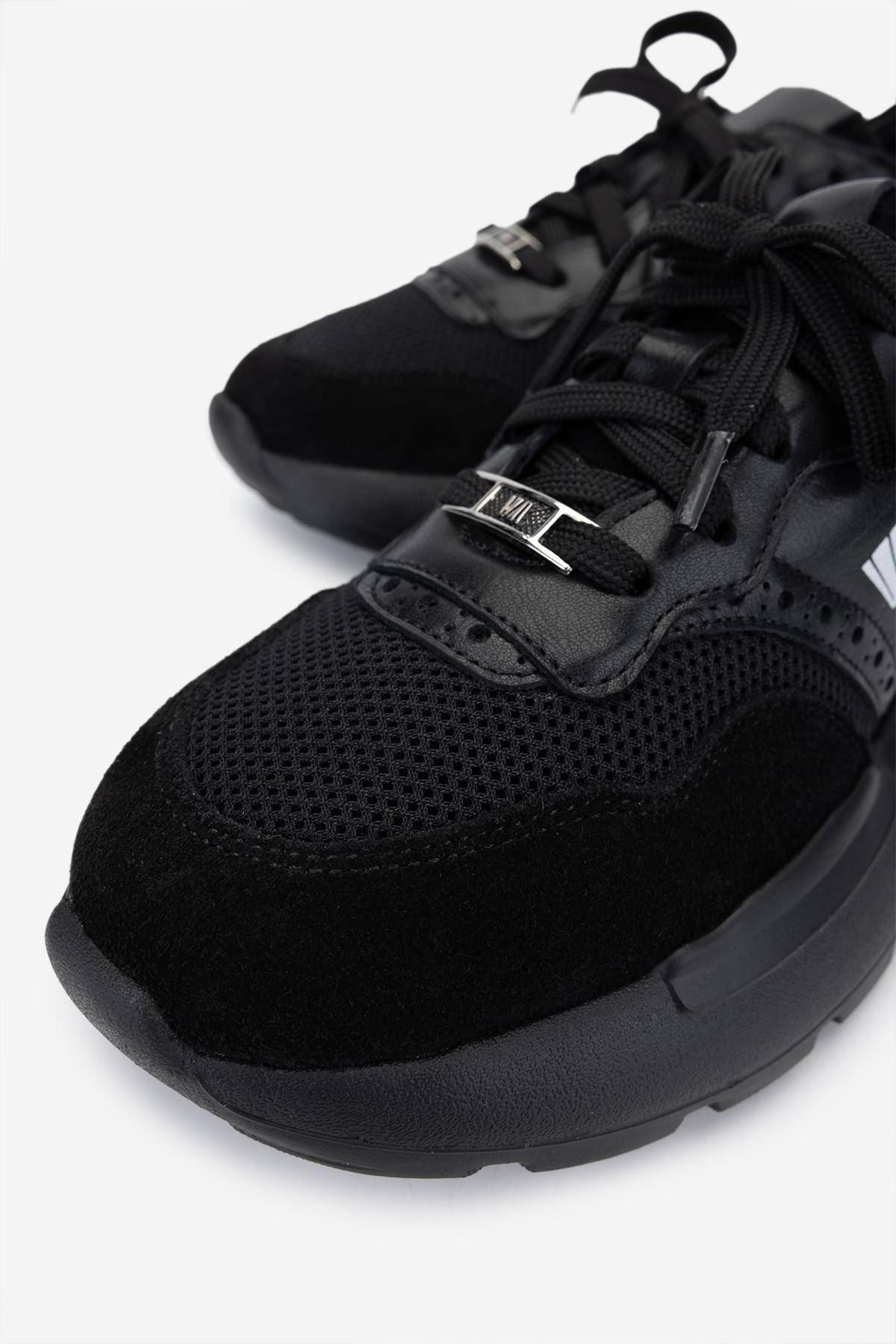 Valmenti Kadın Hakiki Deri Siyah Süet Sneakers & Spor Ayakkabı