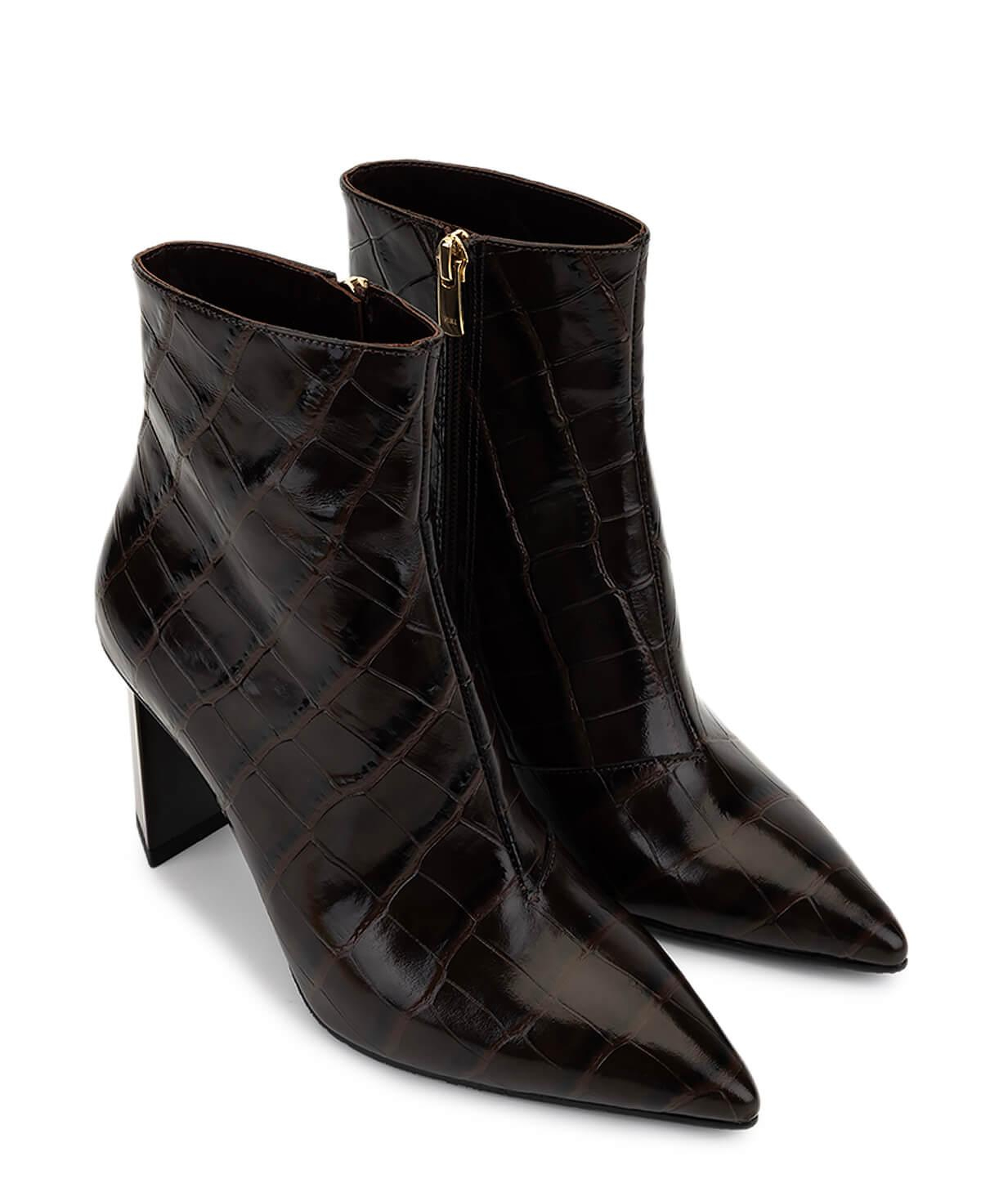 Tamer Tanca Kadın Hakiki Deri Kahverengi Kroko Topuklu Bot