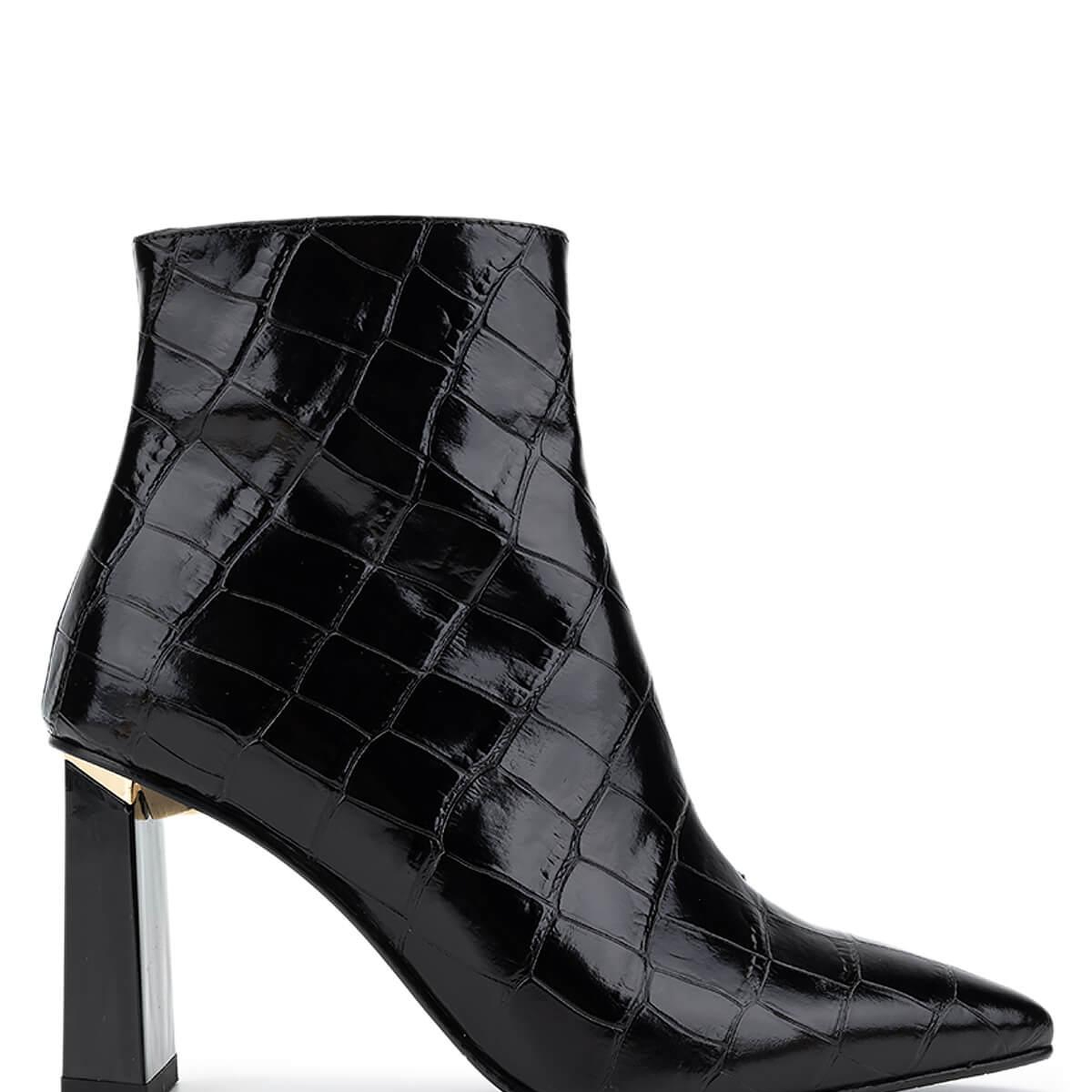 Tamer Tanca Kadın Hakiki Deri Siyah Kroko Topuklu Bot